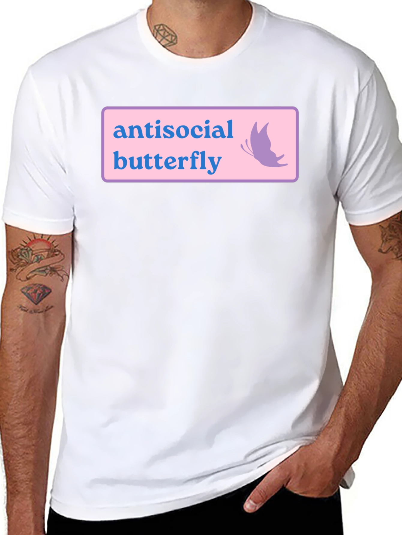 Black Antisocial Butterfly Graphic Tee - Black view 8