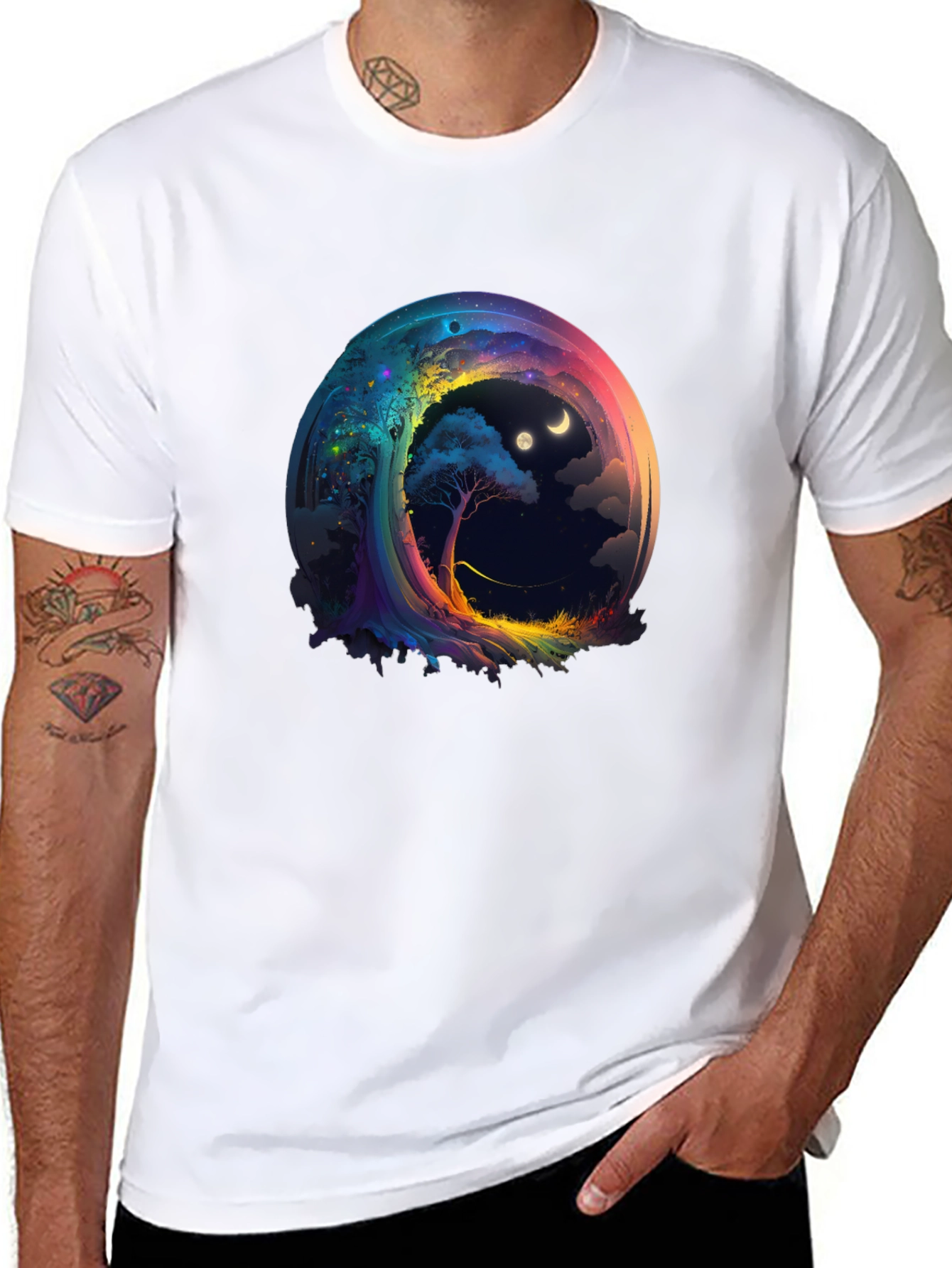 Black Cosmic Dreamscape T-Shirt - Unique Graphic Tee view 8