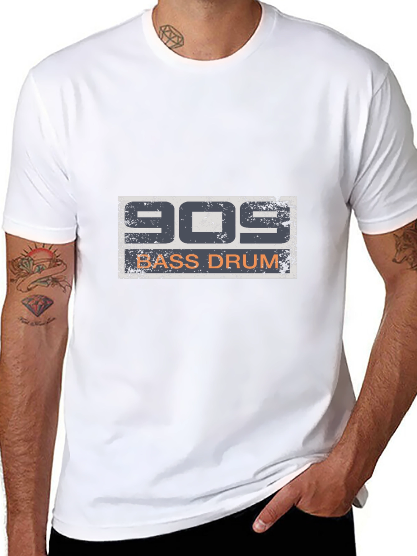 Black 909 Bass Drum T-Shirt - Classic Music Vibe view 8