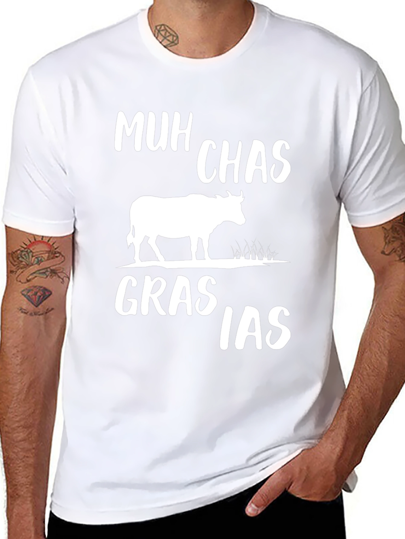 Black Muh Chas Grasias T-Shirt - Funny Cow Graphic Tee view 8