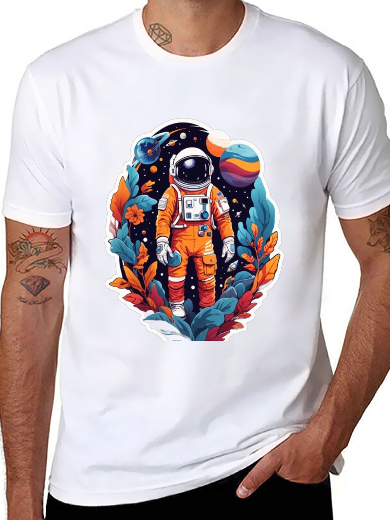 Black Astronaut in Space T-Shirt view 8