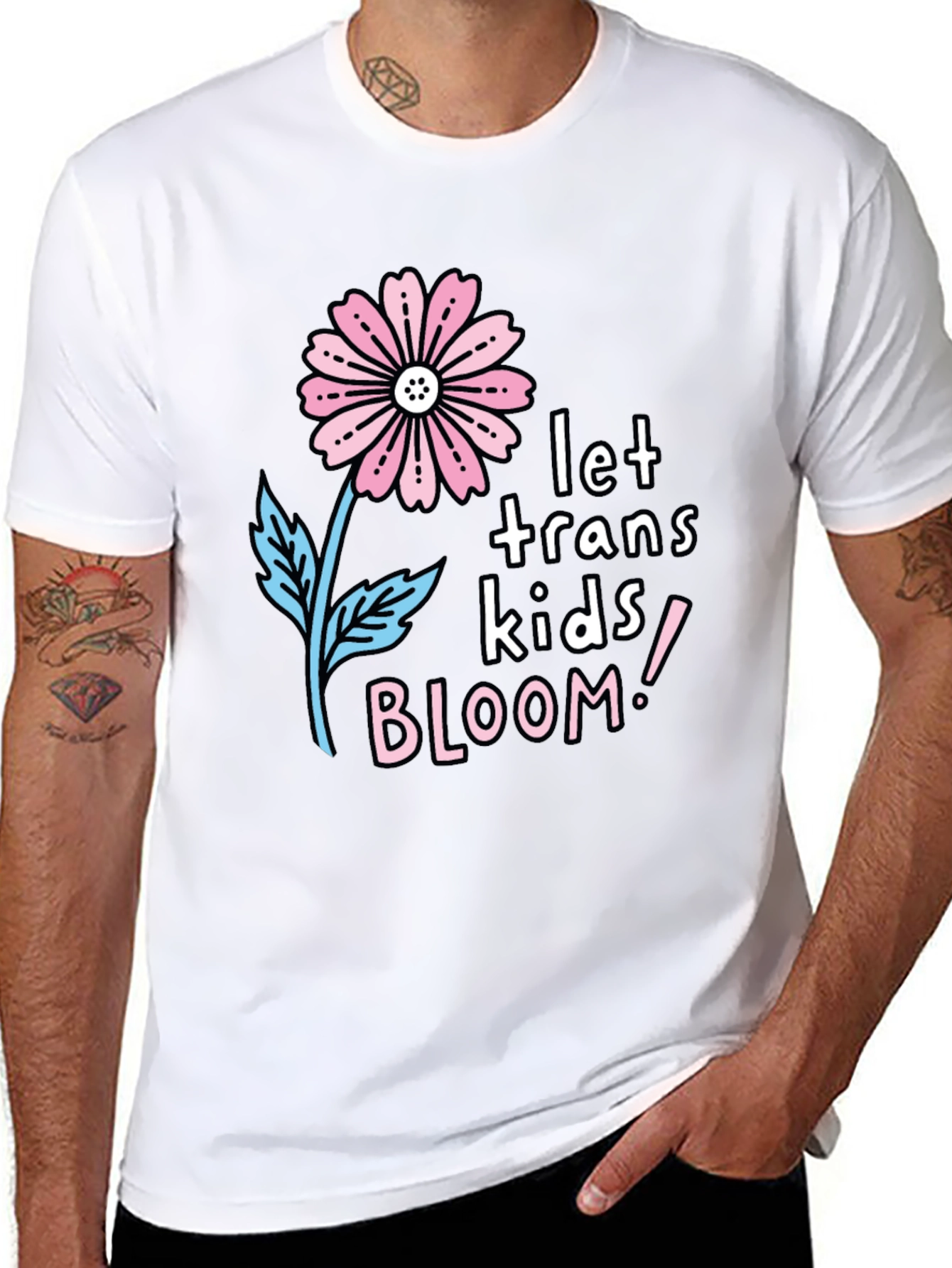 Black Let Trans Kids Bloom Graphic Tee - Black view 8