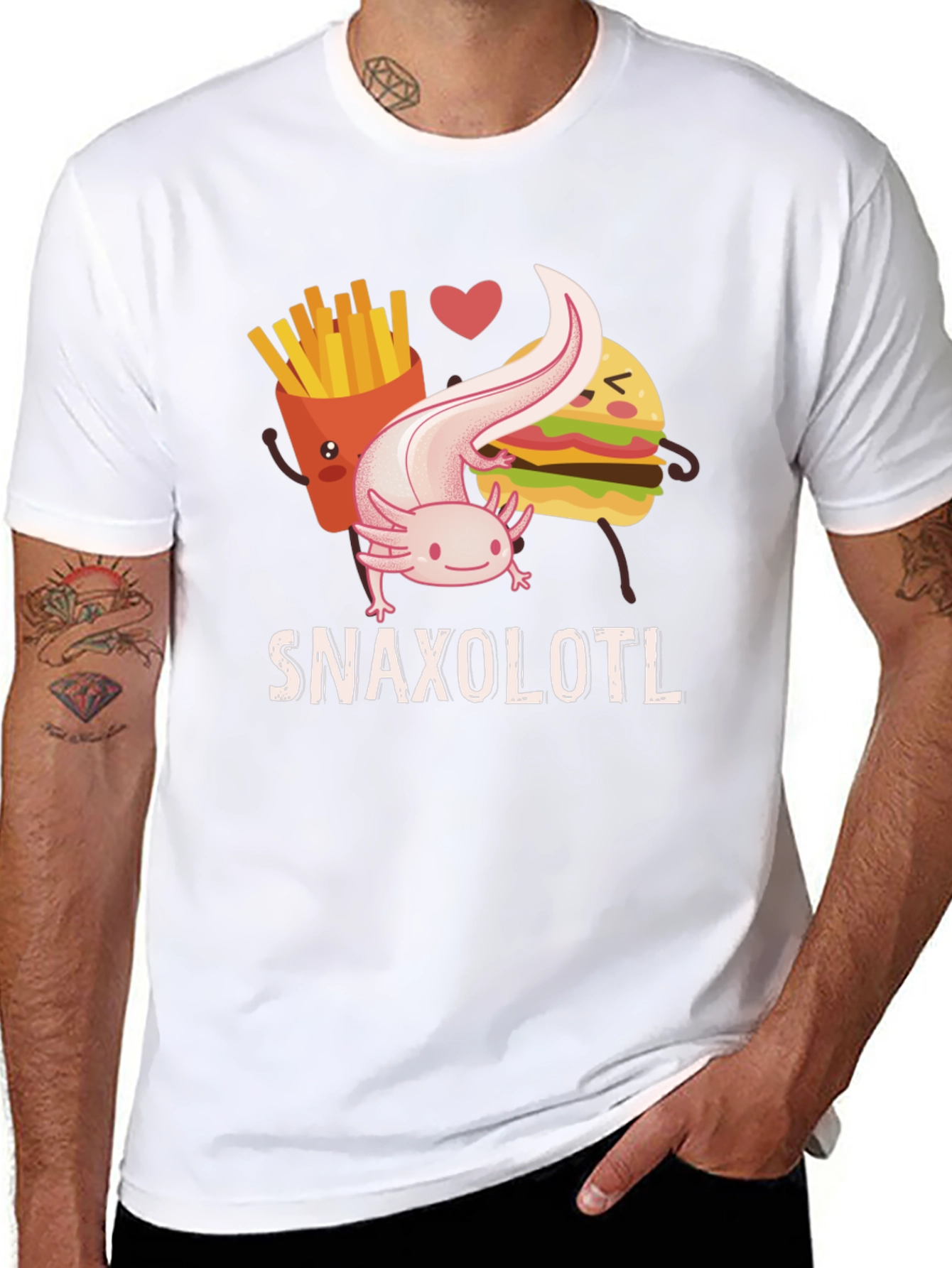 Black Snaxolotl Funny Axolotl Food Lover T-Shirt view 8
