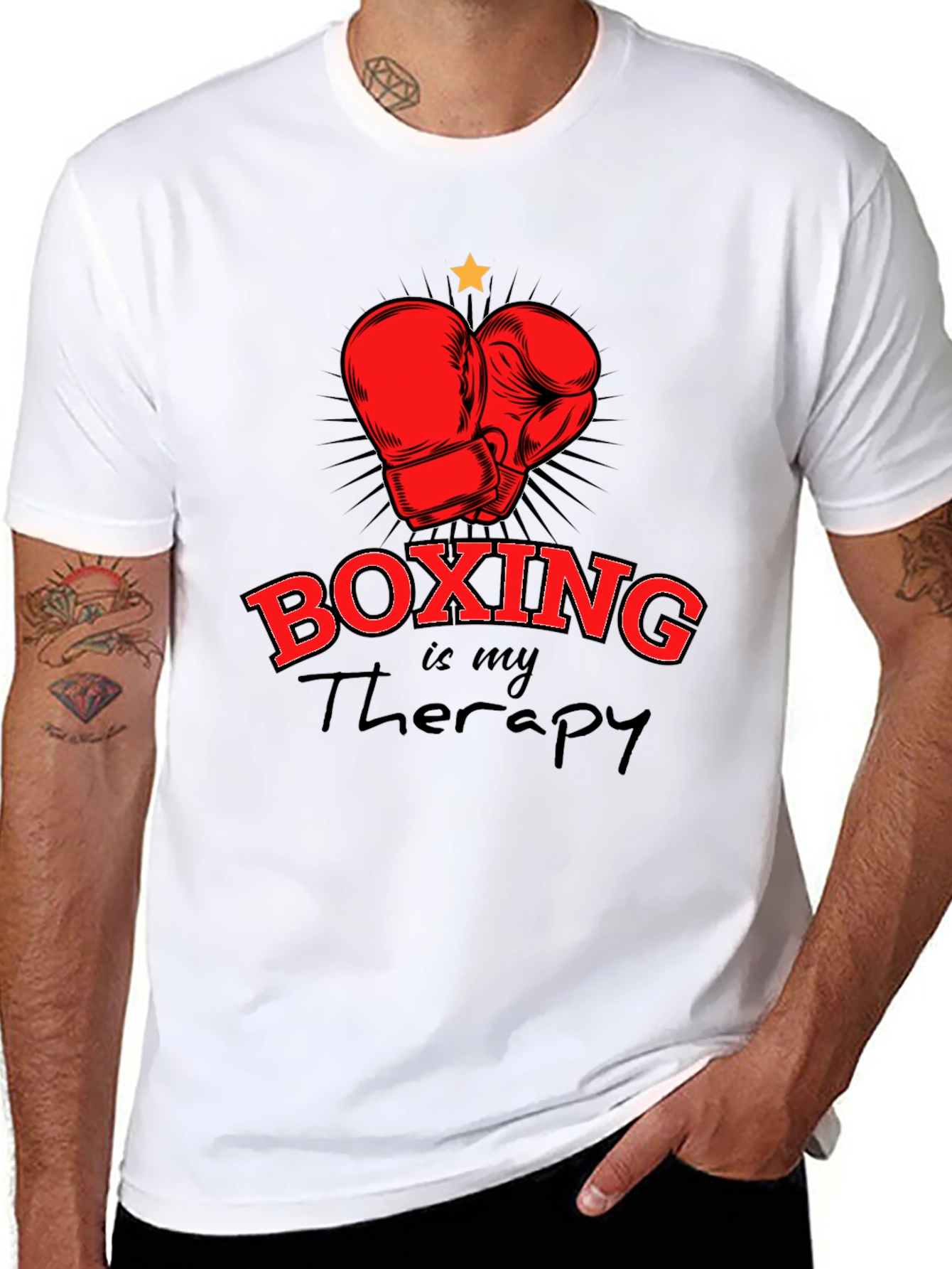 Black Boxing is My Therapy T-Shirt - Black view 8