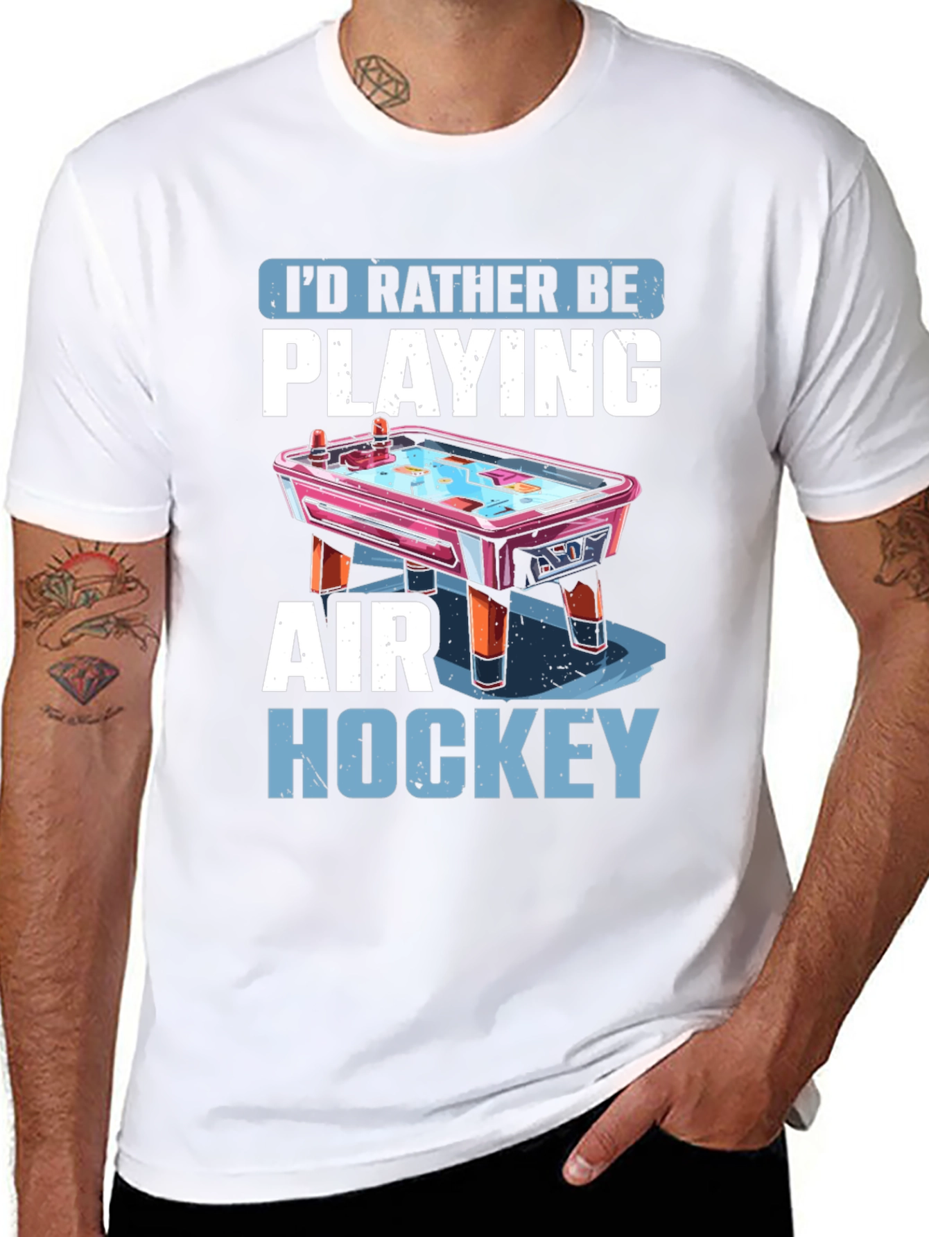 Air Hockey Fan T-Shirt: I'd Rather Be Playing Tee - 8