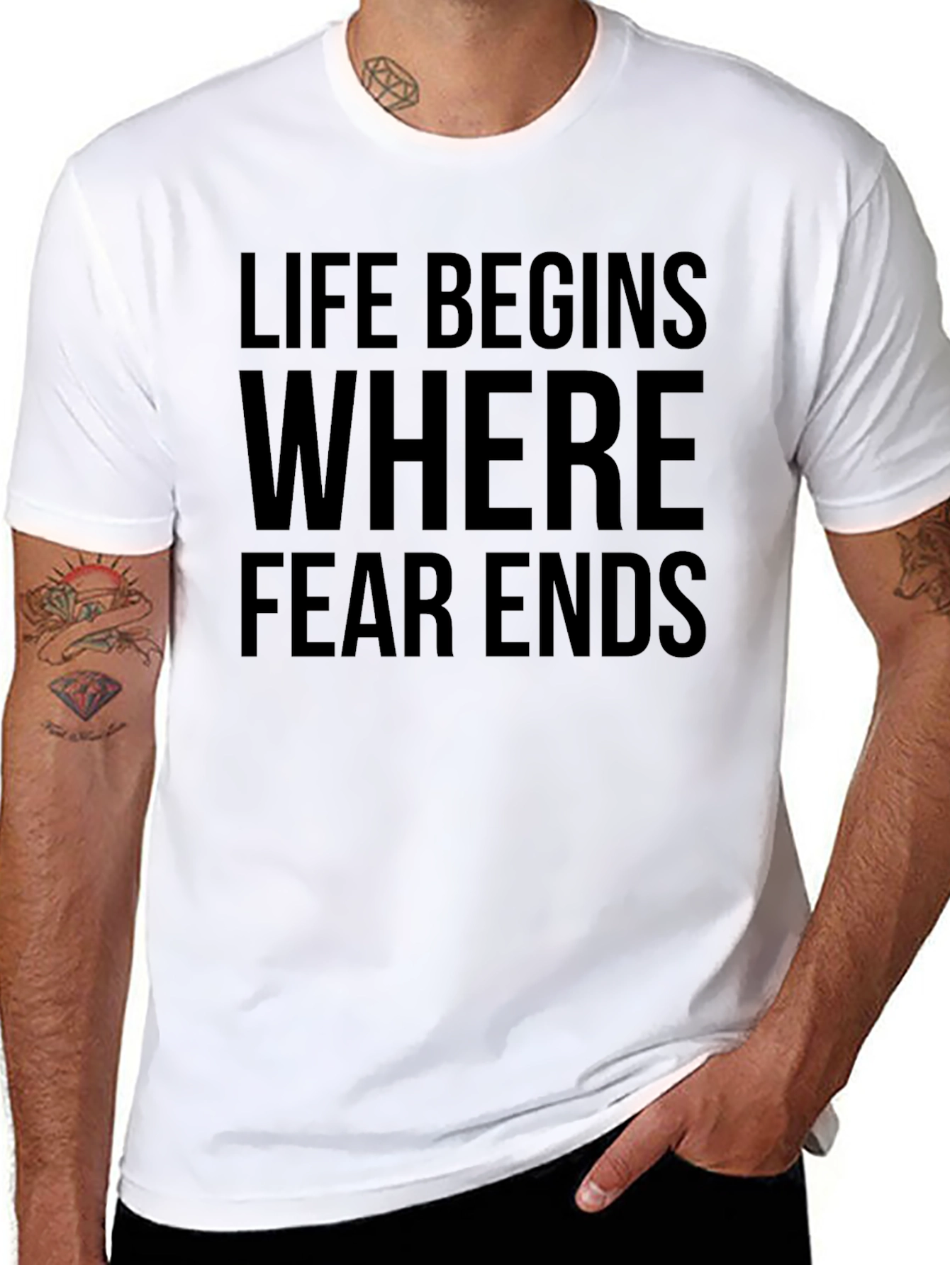 Black Life Begins Where Fear Ends Graphic T-Shirt view 8