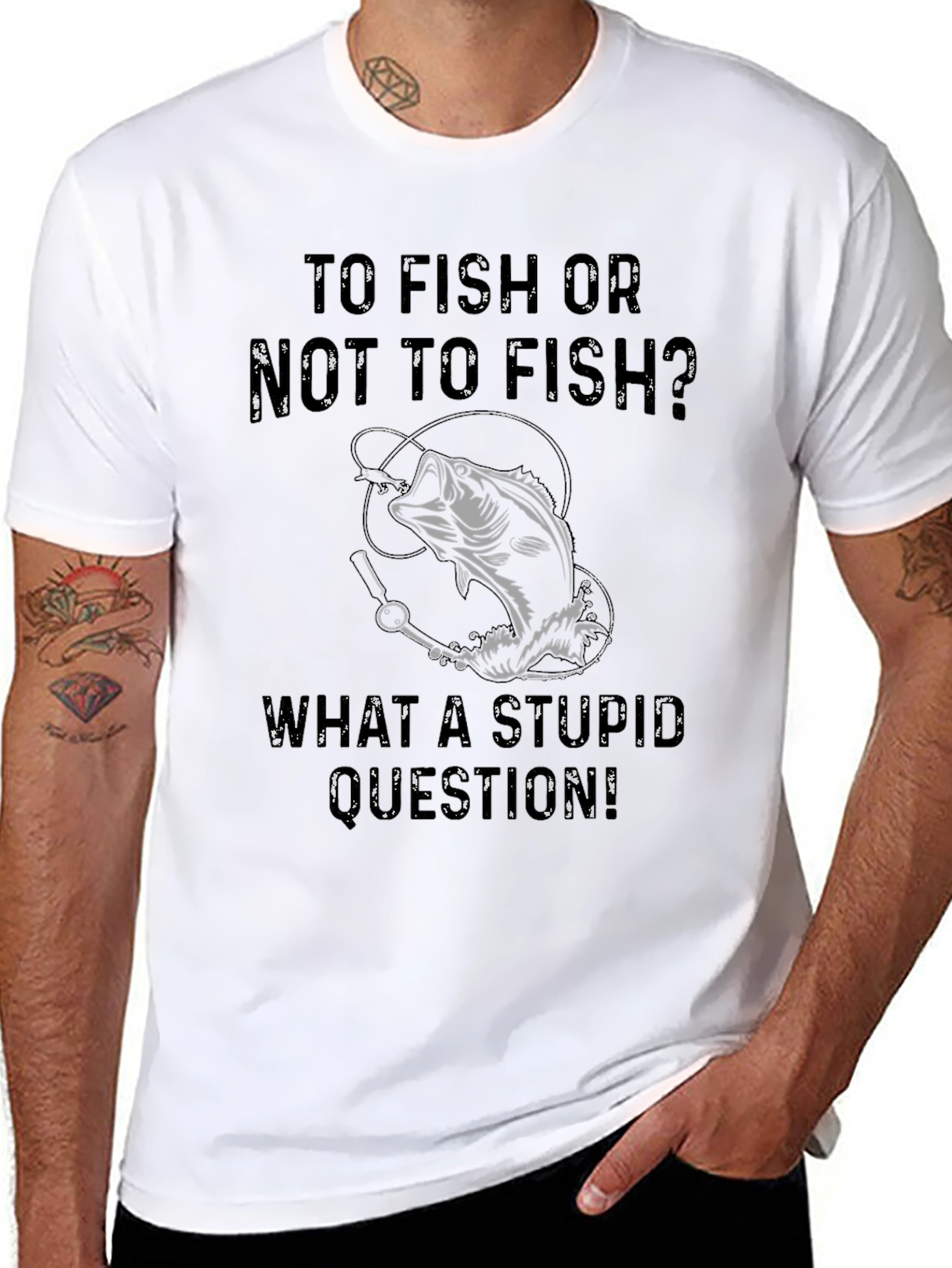 Black Fishing T-Shirt - To Fish Or Not To Fish - Funny Angler Tee view 8