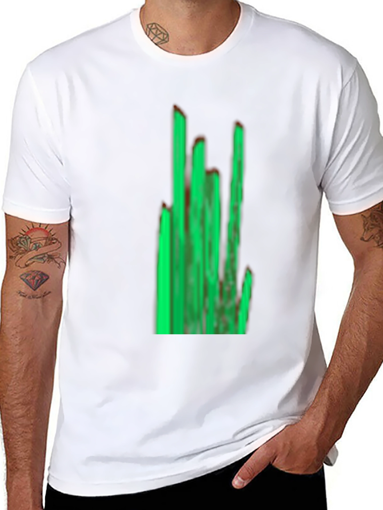 Black Green Graphic Black T-Shirt view 8