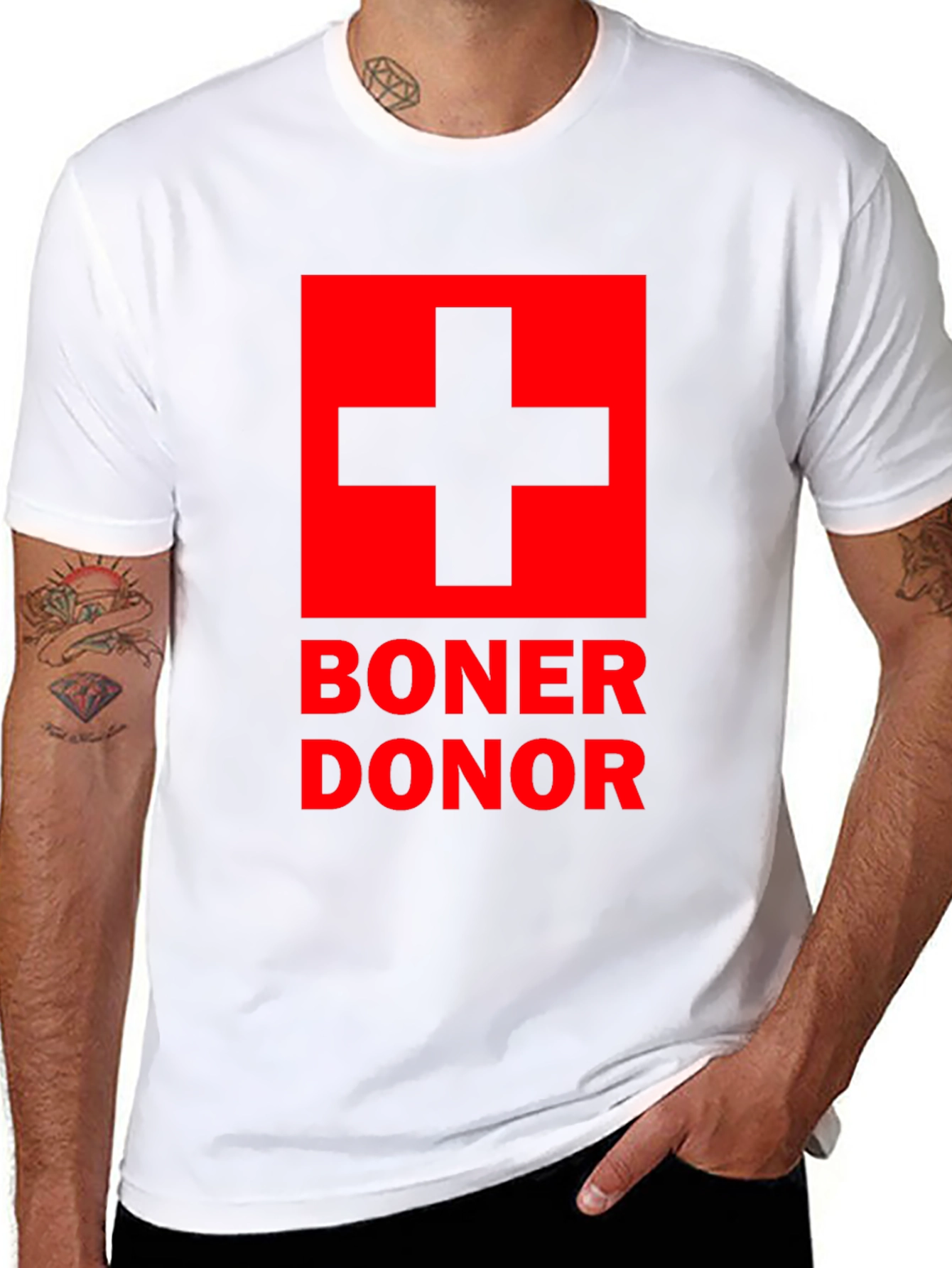 Black Boner Donor Graphic T-Shirt - Red Cross view 8