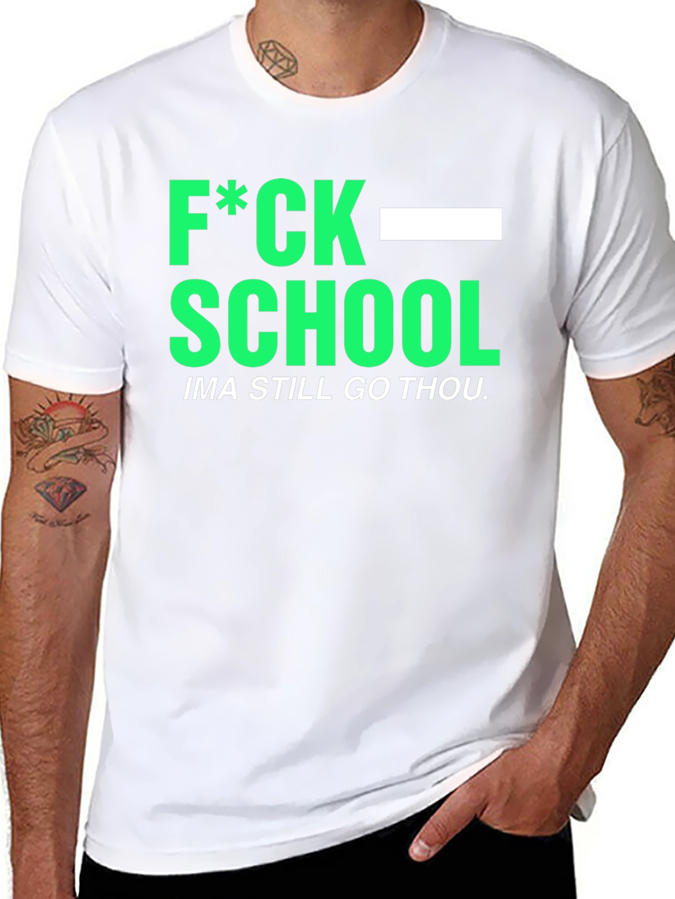 Black F*ck School Humor Tee - Black Graphic T-Shirt view 8
