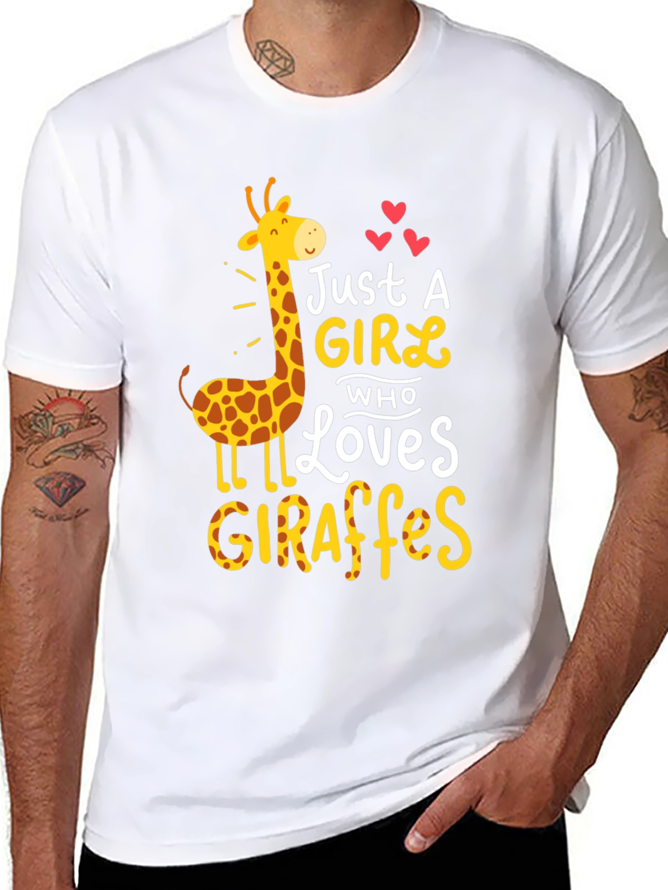 Black Just a Girl Who Loves Giraffes T-Shirt view 8