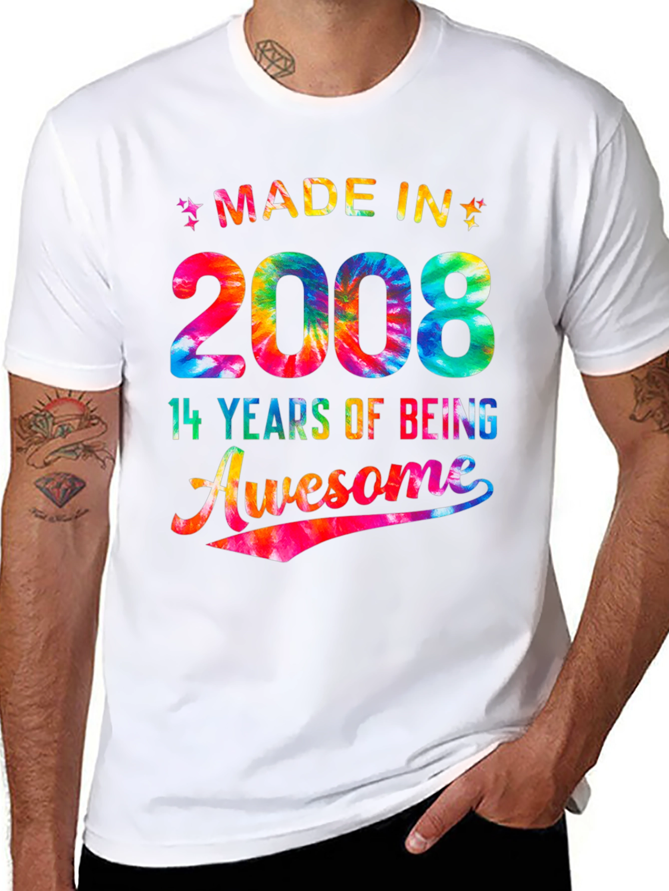 Black Made in 2008 - 14 Years of Being Awesome T-Shirt view 8