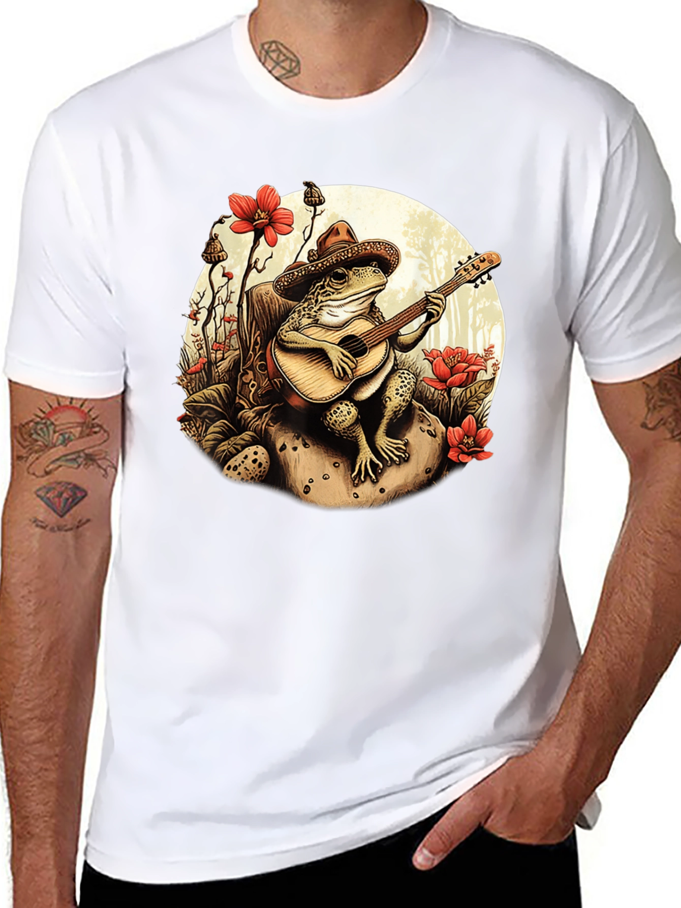 Black Frog Guitarist T-Shirt - Musical Amphibian Design view 8