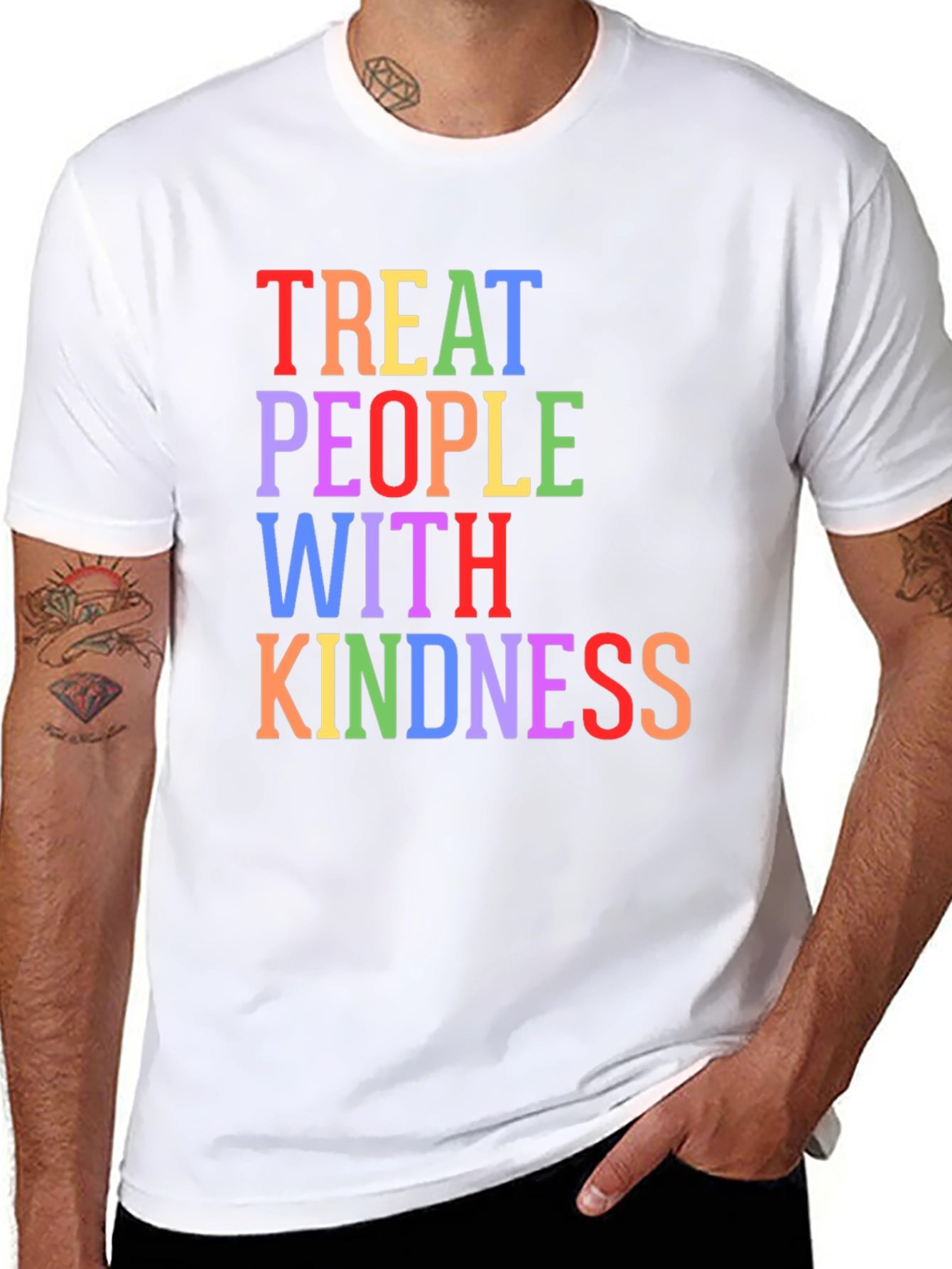 Black Treat People With Kindness Graphic Tee - Black view 8