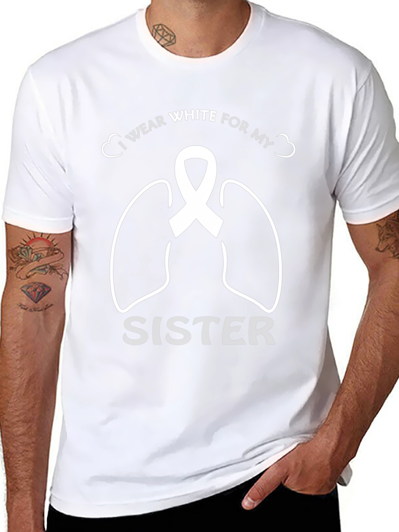 Black Lung Cancer Awareness T-Shirt for Sister view 8