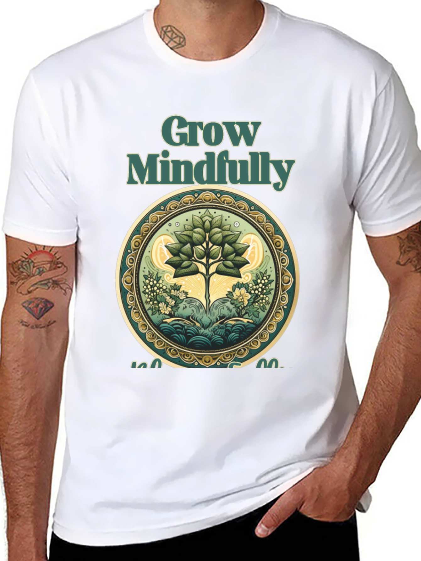 Black Grow Mindfully Tree Graphic Tee view 8