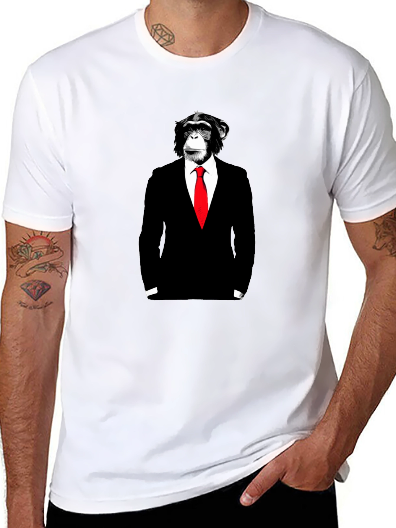 Black Chimpanzee Suit Graphic Tee view 8