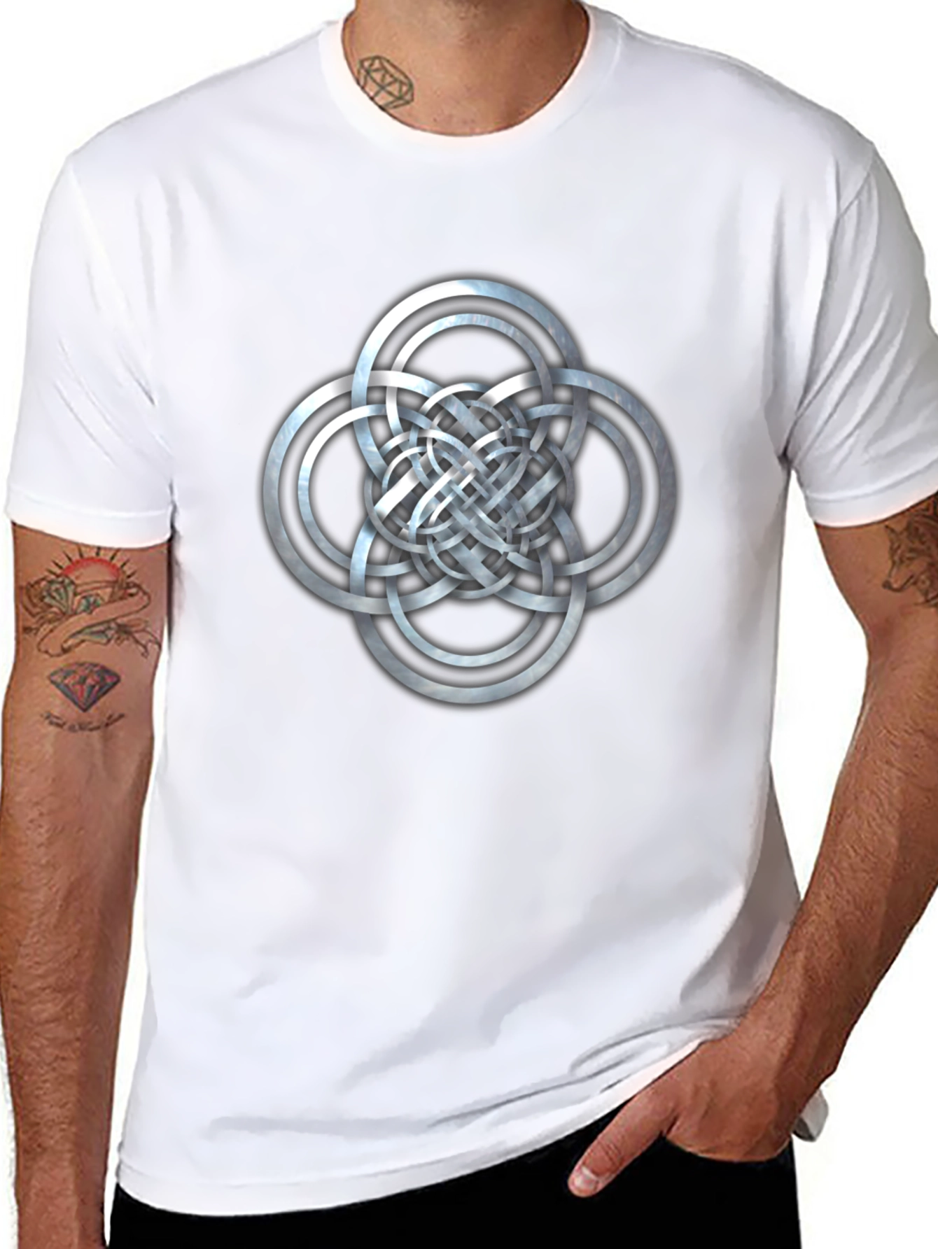 Black Celtic Knot Circles Graphic Black T-Shirt view 8