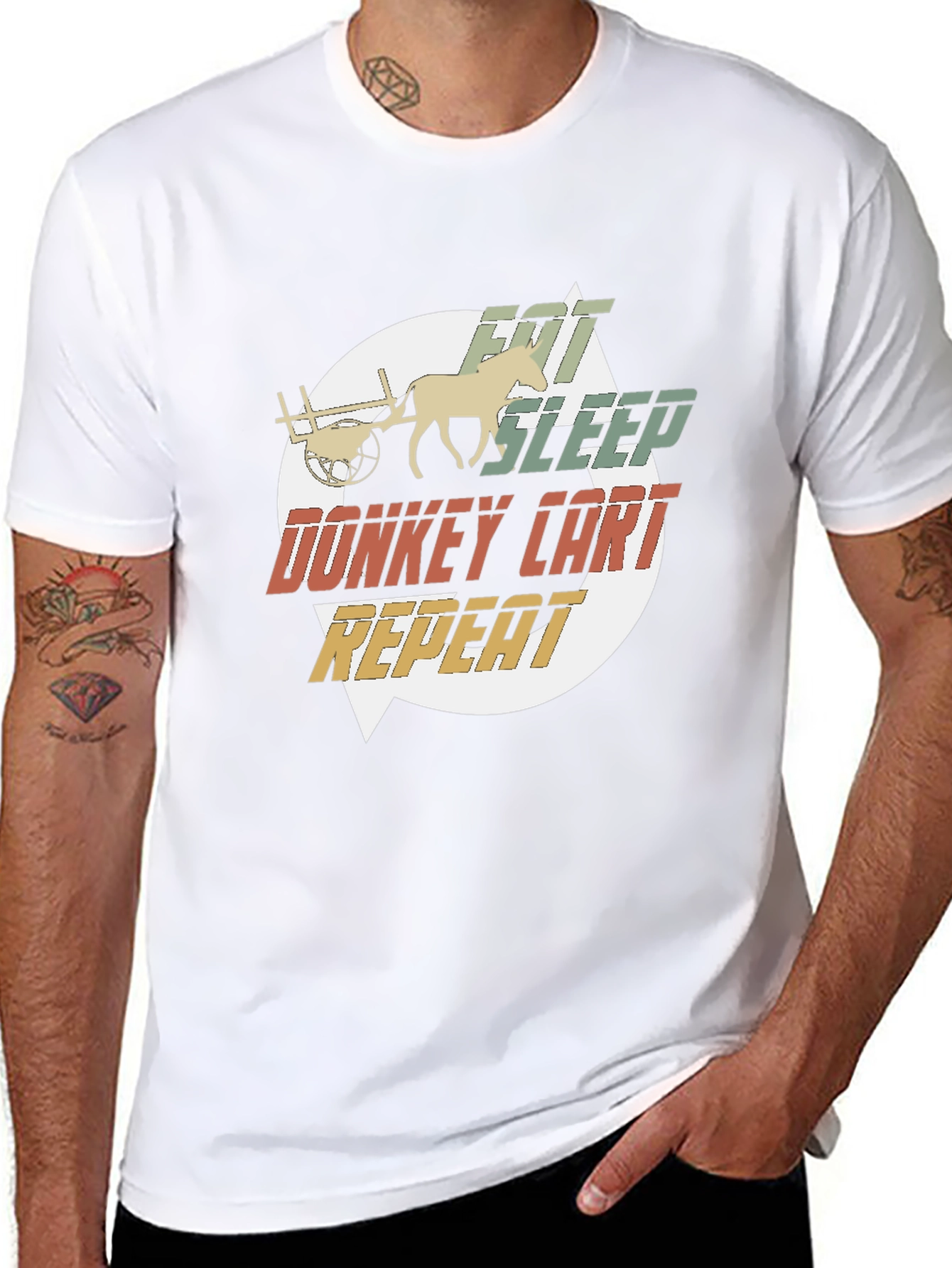 Black Eat Sleep Donkey Cart Repeat T-Shirt view 8