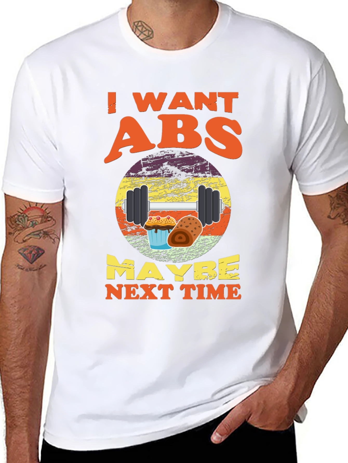 Black I Want Abs Maybe Next Time T-Shirt view 8