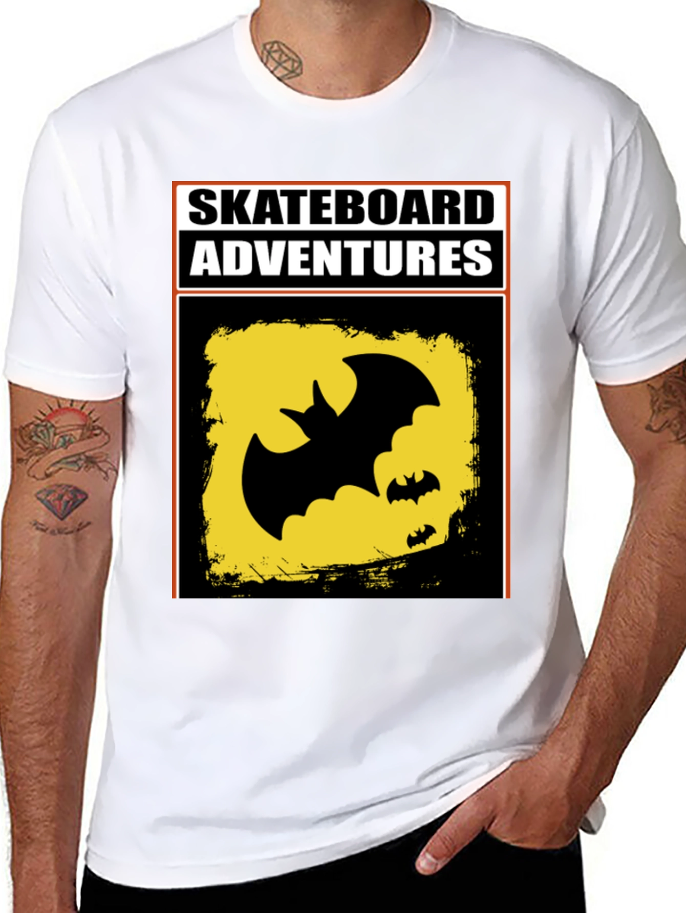 Black Skateboard Adventures Bat T-Shirt - Black view 8