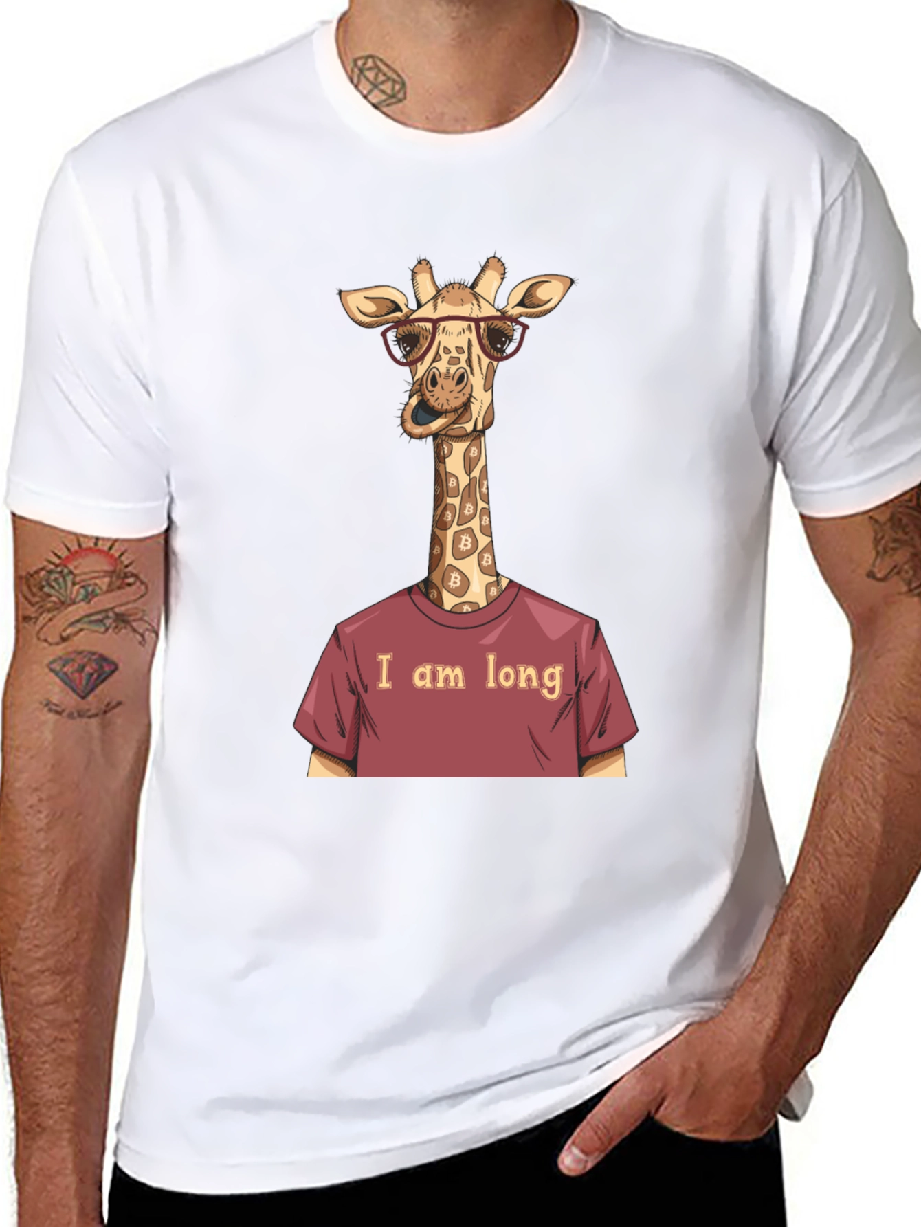 Black Funny Giraffe Bitcoin Investor T-Shirt view 8