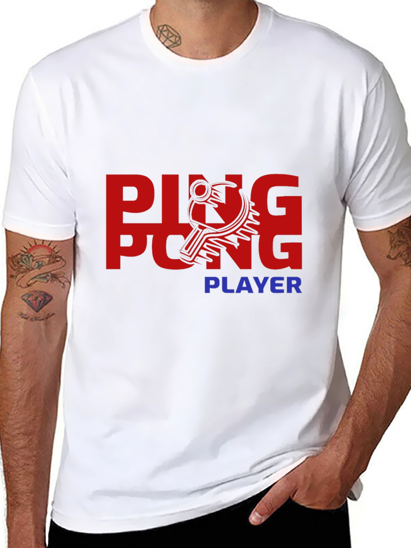 Black Ping Pong Player Graphic Tee - Stylish & Comfortable view 8