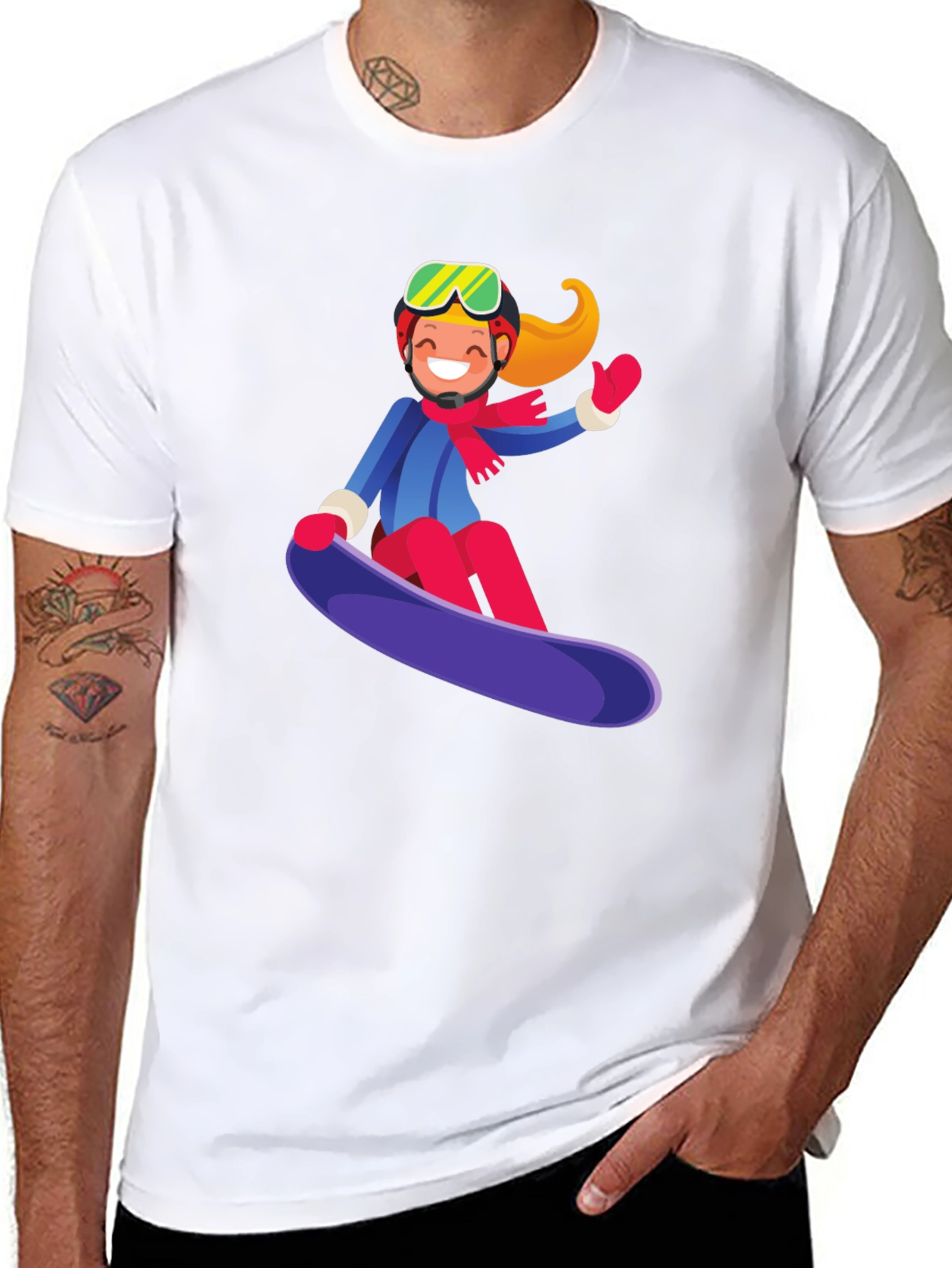 Black Snowboard Girl Graphic Tee - Black Cotton Casual Shirt view 8