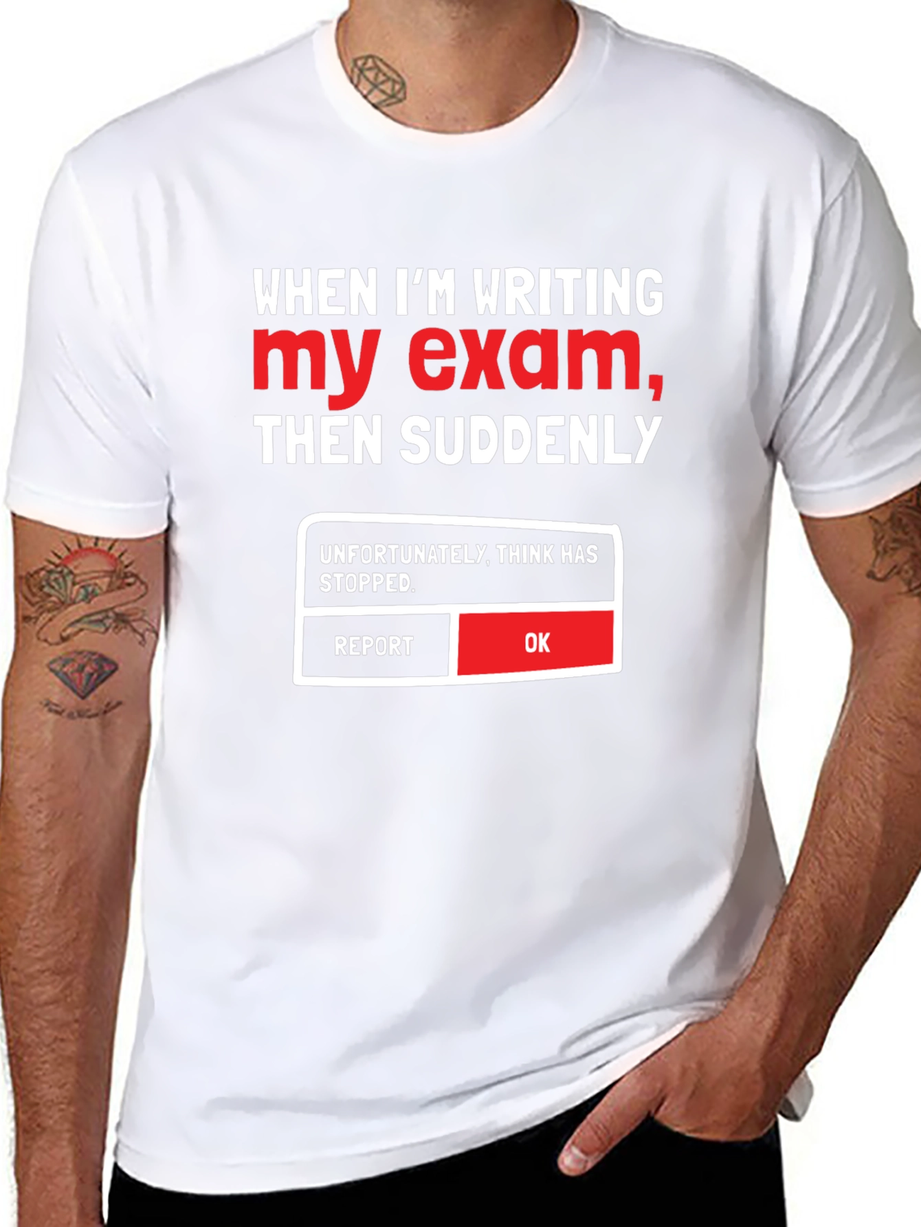 Black Funny Exam T-Shirt - Think Has Stopped view 8