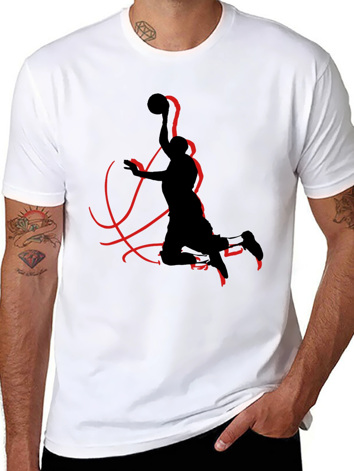 Black Black T-Shirt with Basketball Silhouette view 8
