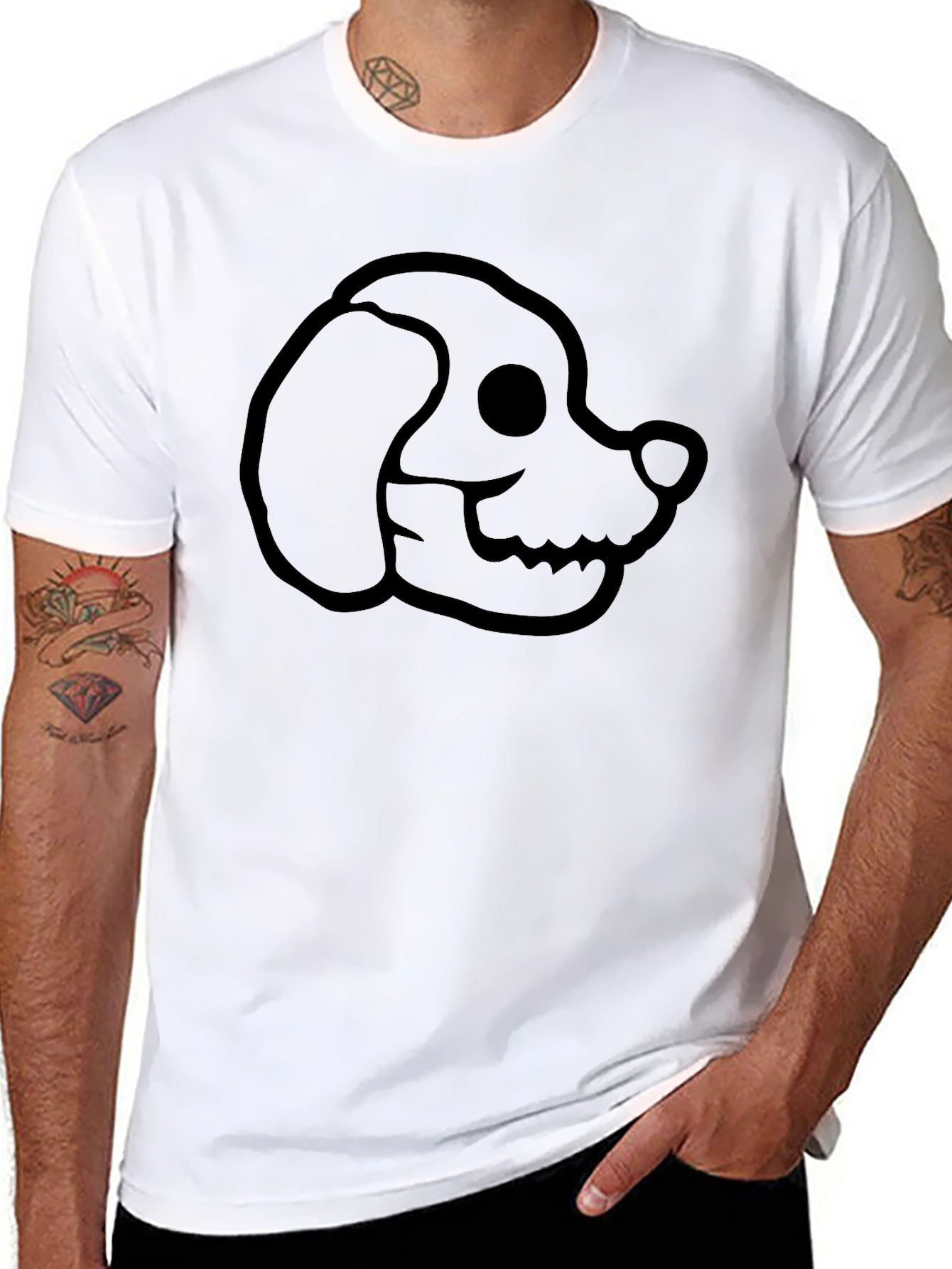 Black Dog Skeleton Head Black T-Shirt view 8