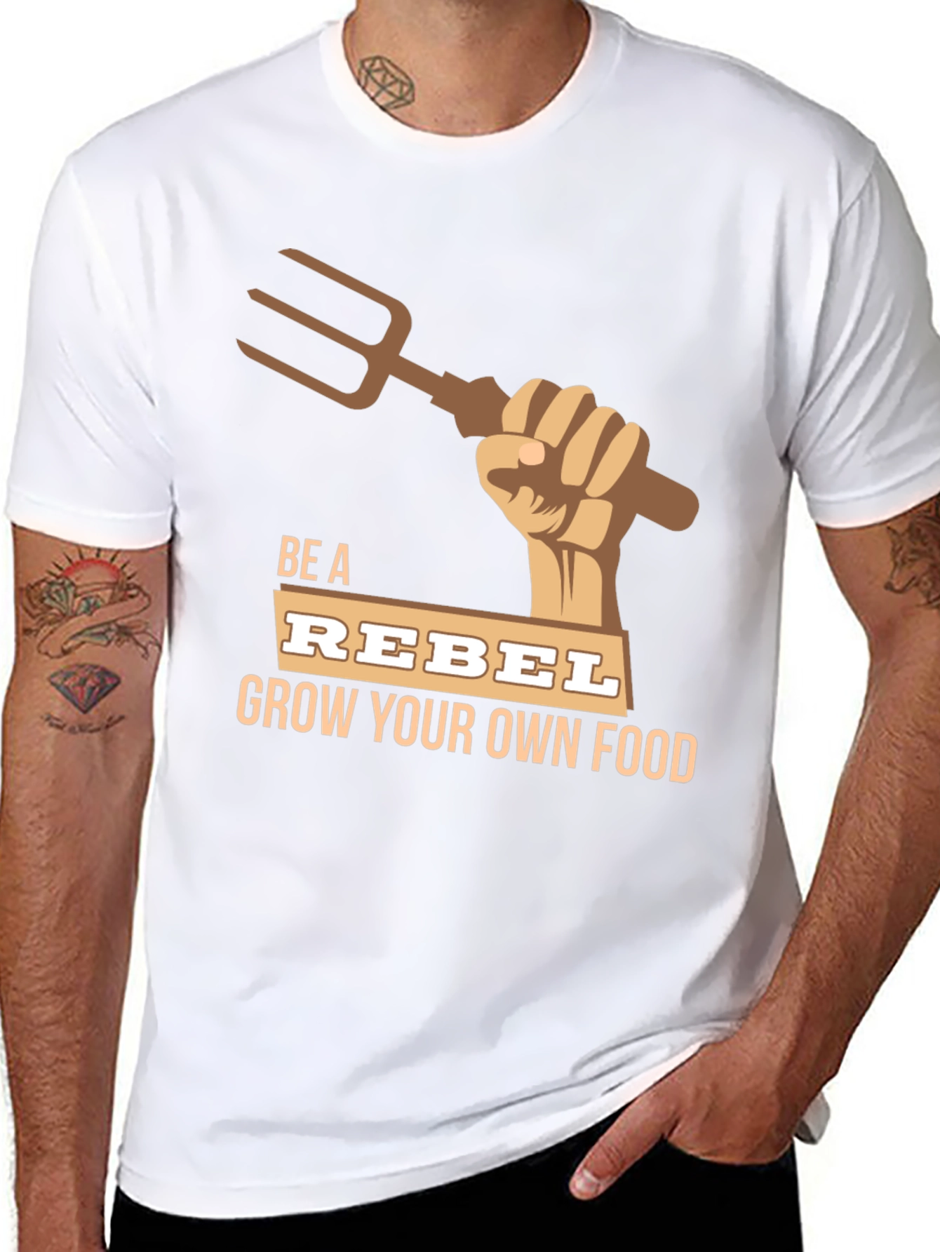 Black Be A Rebel Grow Your Own Food T-Shirt view 8