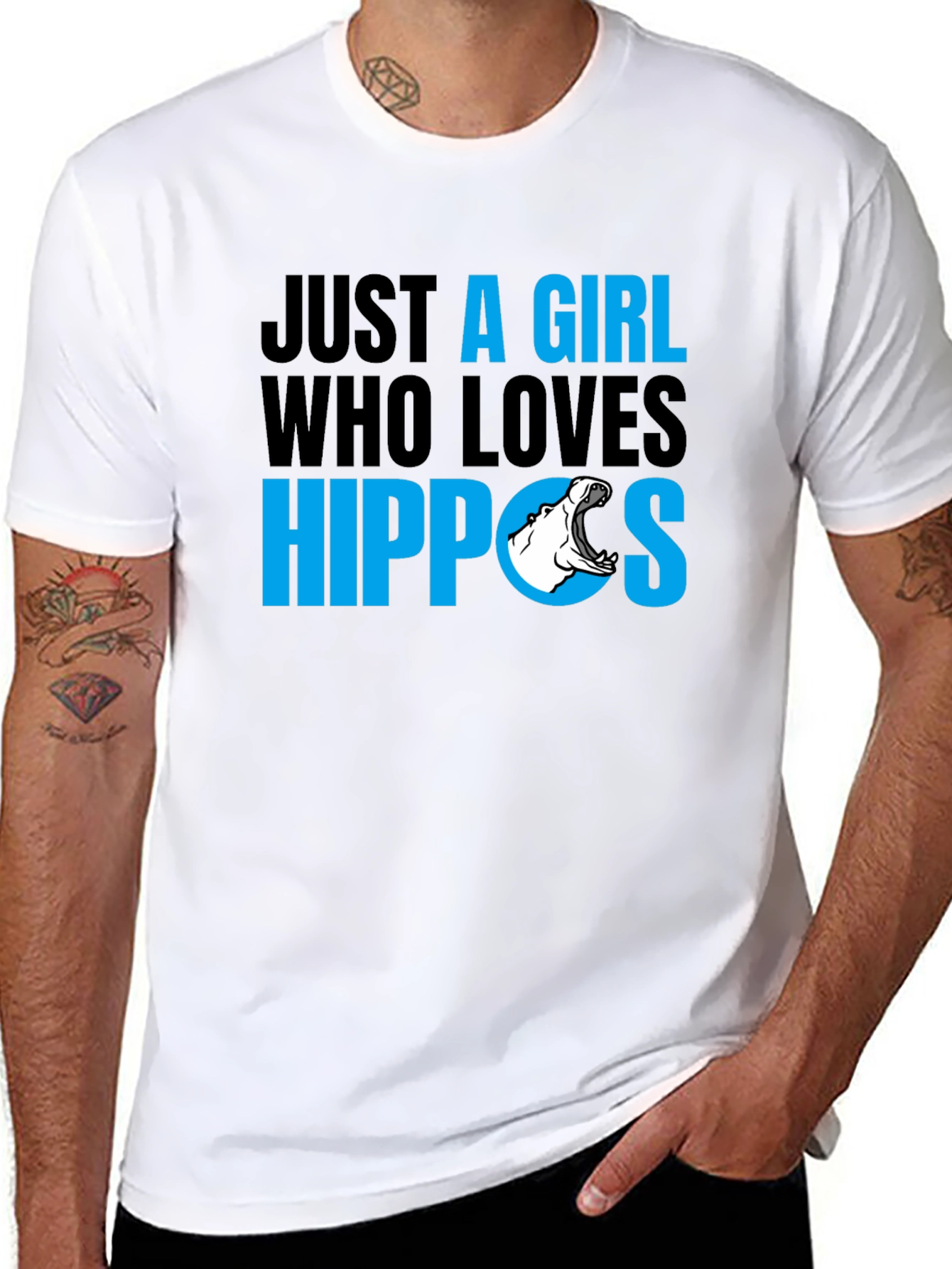 Black Just a Girl Who Loves Hippos T-Shirt - Black view 8
