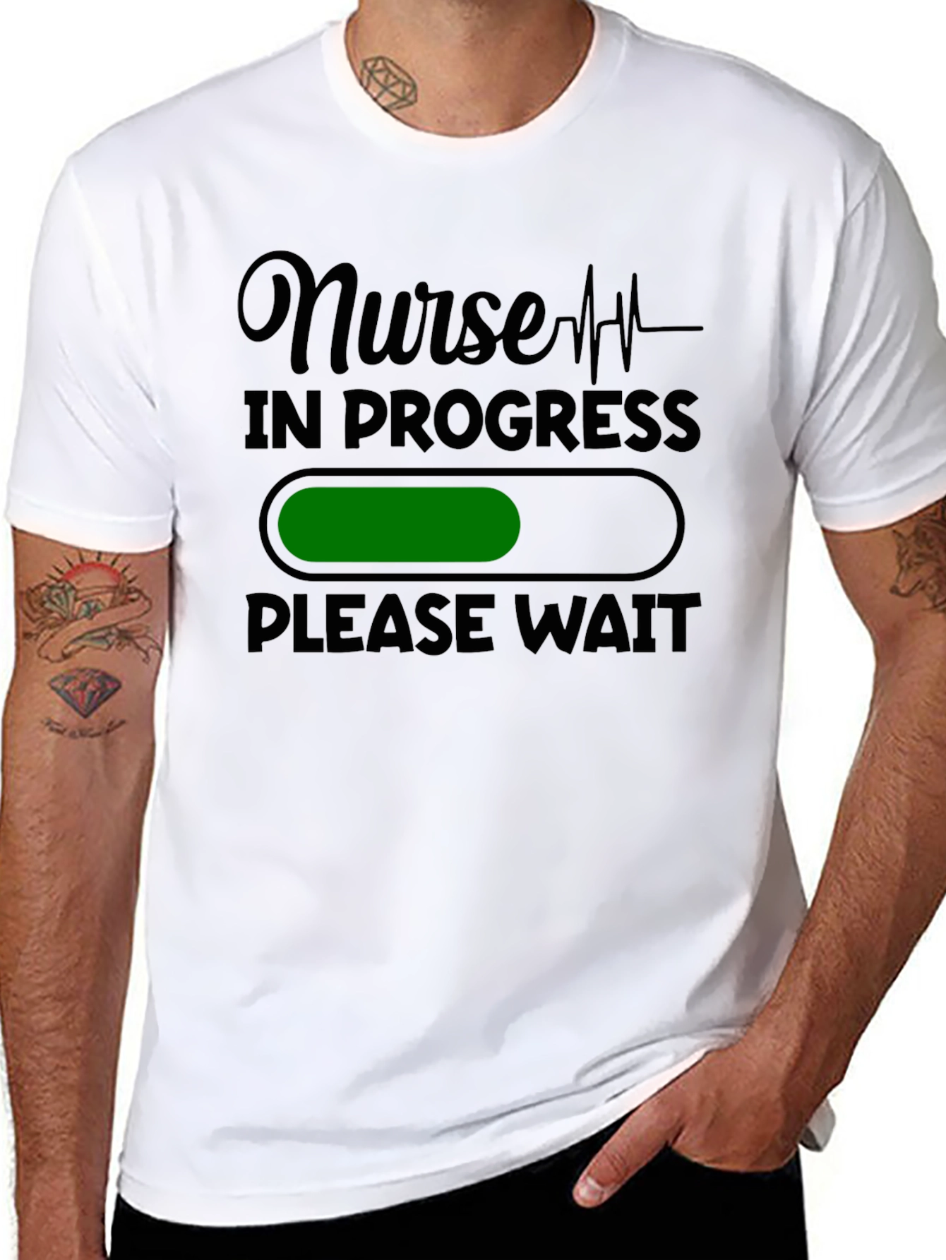 Black Nurse in Progress T-Shirt - Please Wait Funny Nursing Tee view 8