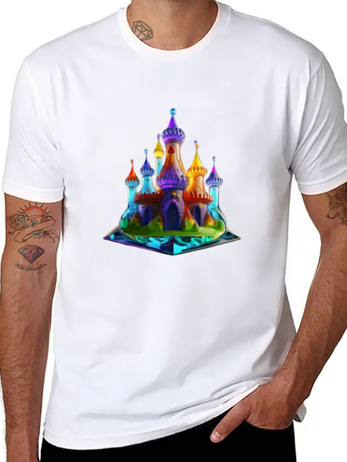 Black Rainbow Castle Graphic T-Shirt view 8