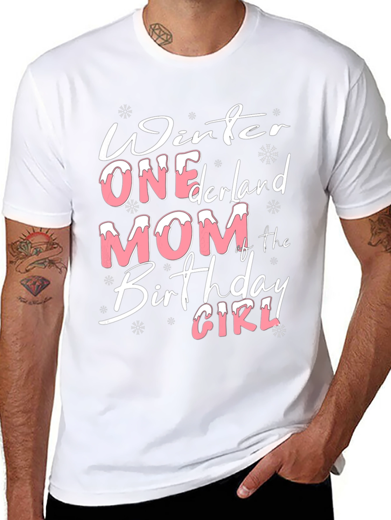 Black Winter ONEderland Mom Birthday Girl T-Shirt view 8