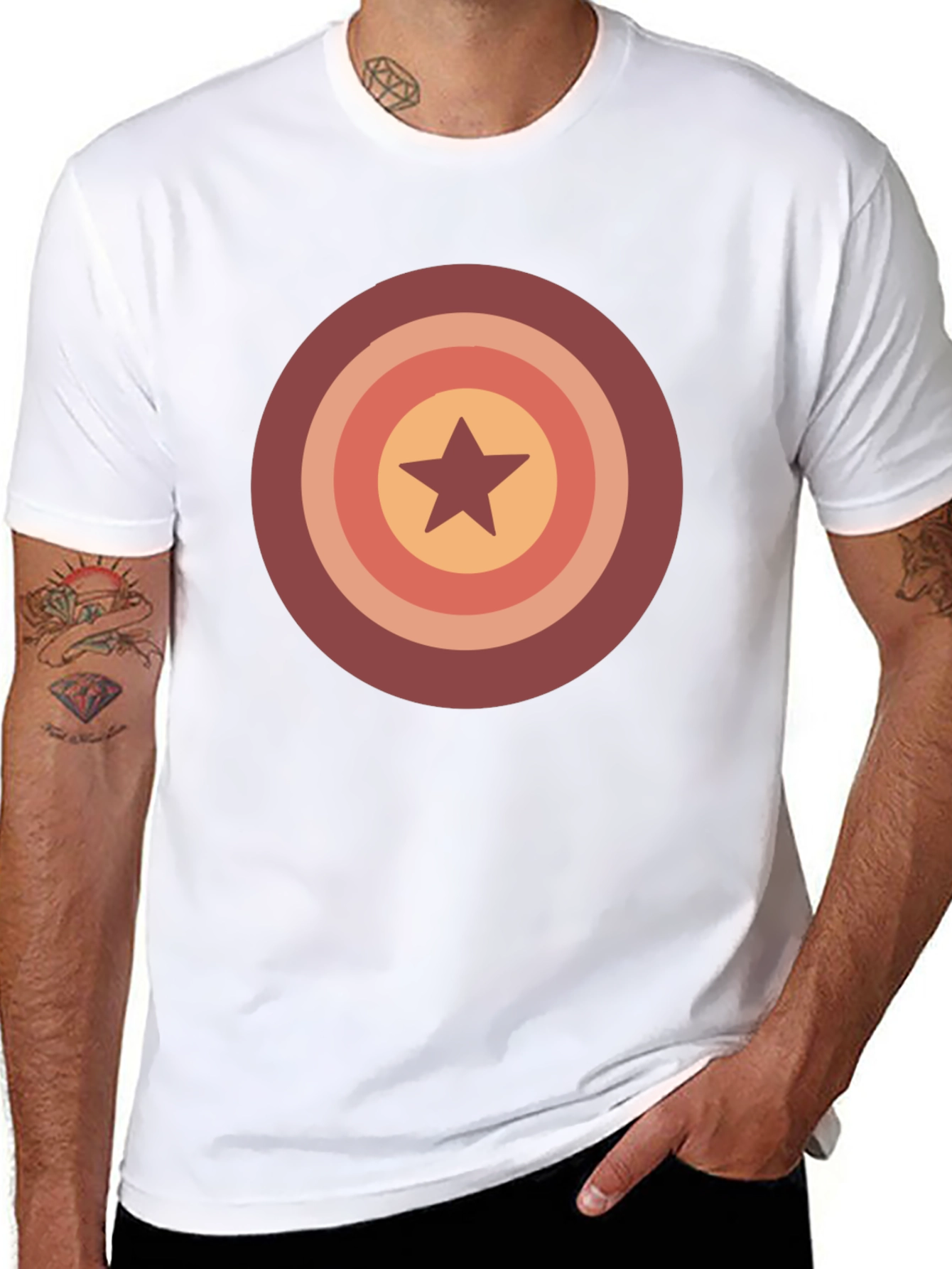 Black Retro Star Target Graphic Tee - Casual Wear view 8