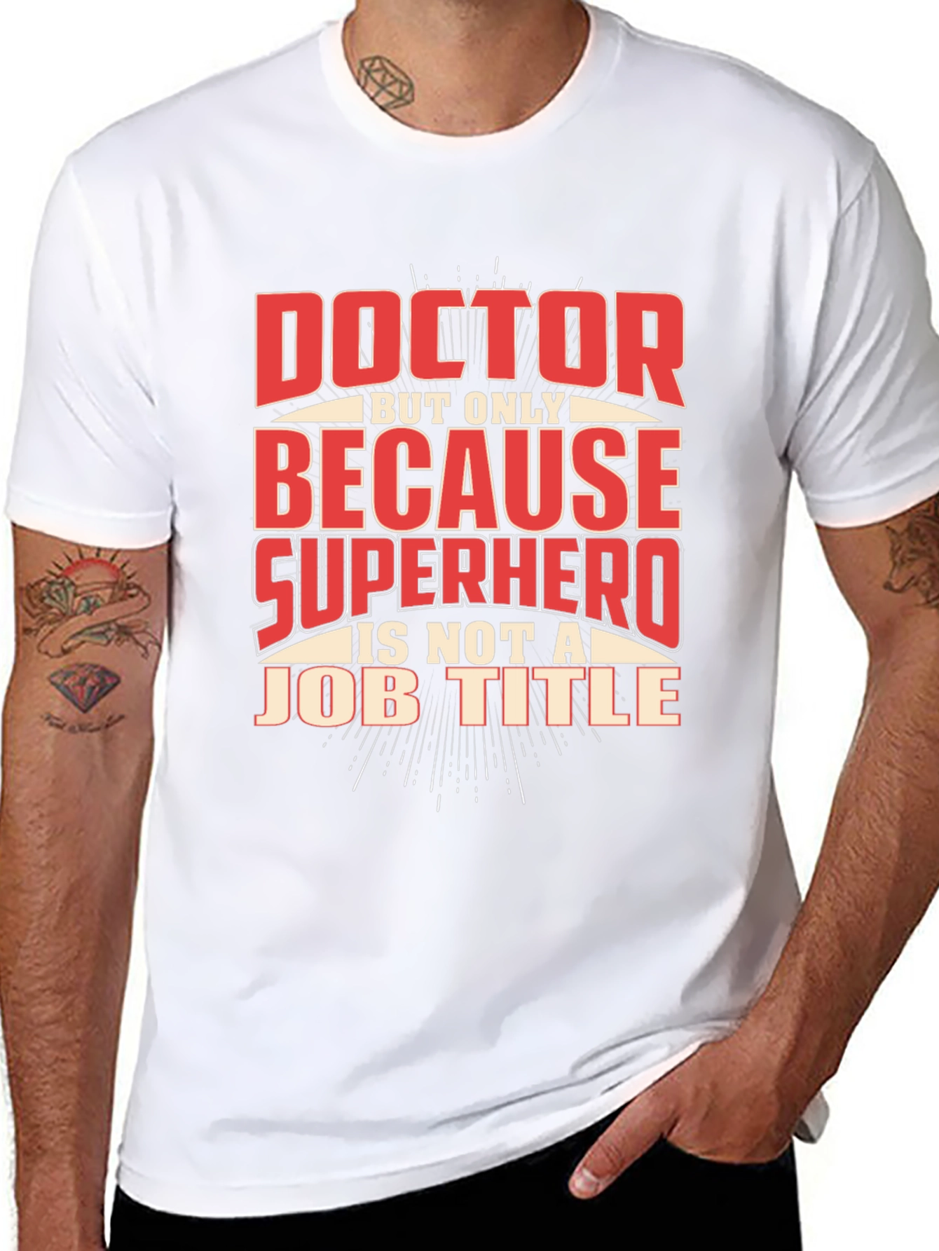 Black Doctor Superhero Job Title Novelty T-Shirt view 8