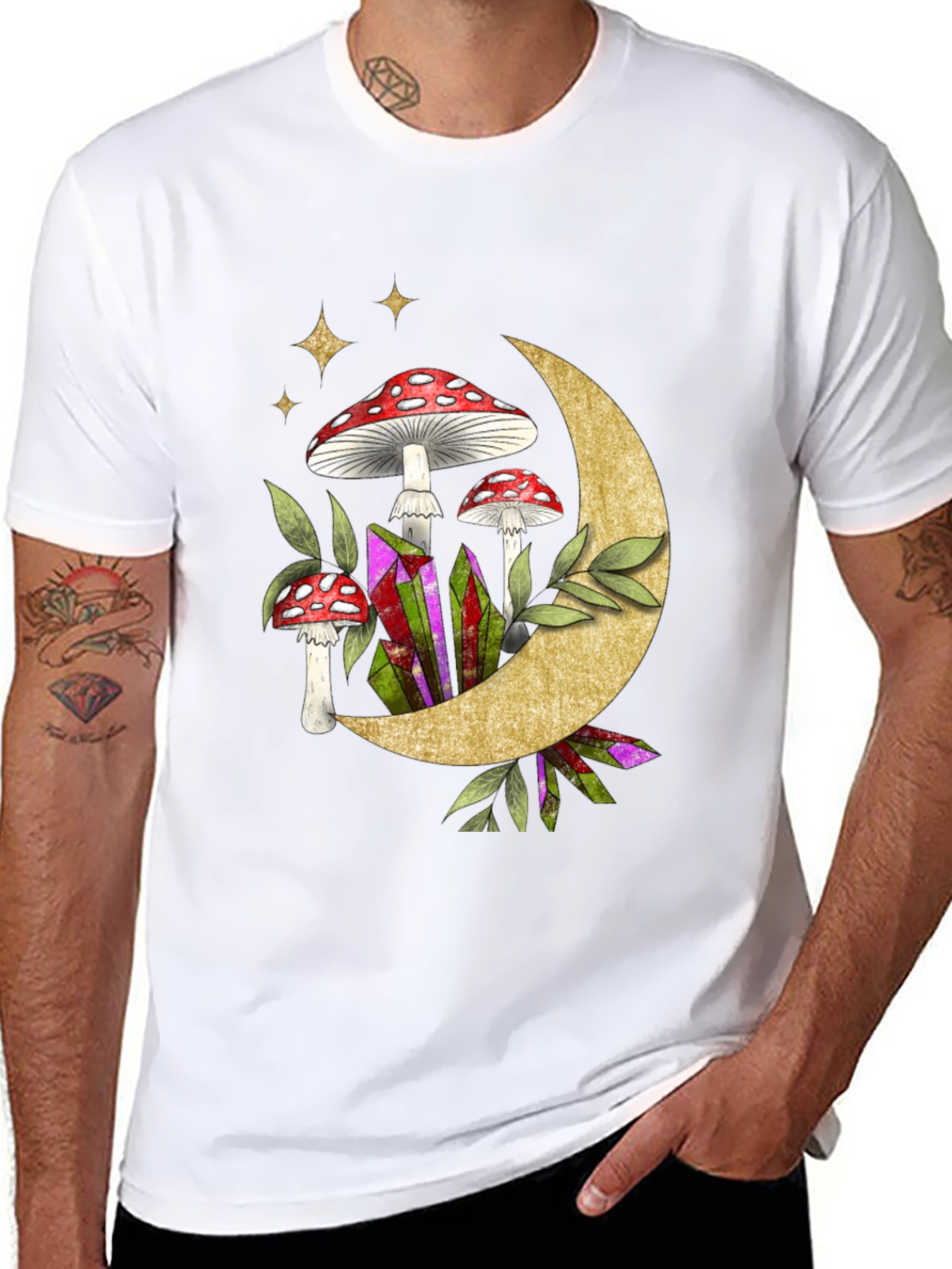 Black Mushroom Moon Graphic Tee view 8