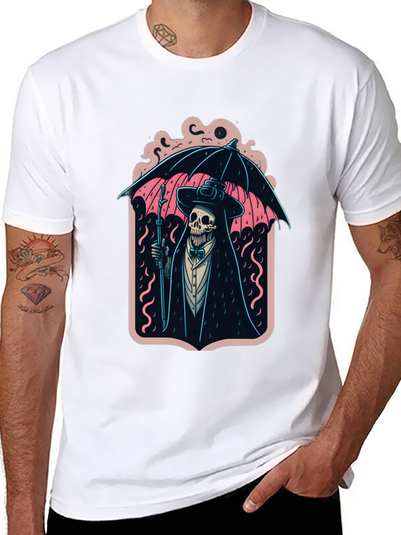 Black Grim Reaper Umbrella Graphic Tee view 8