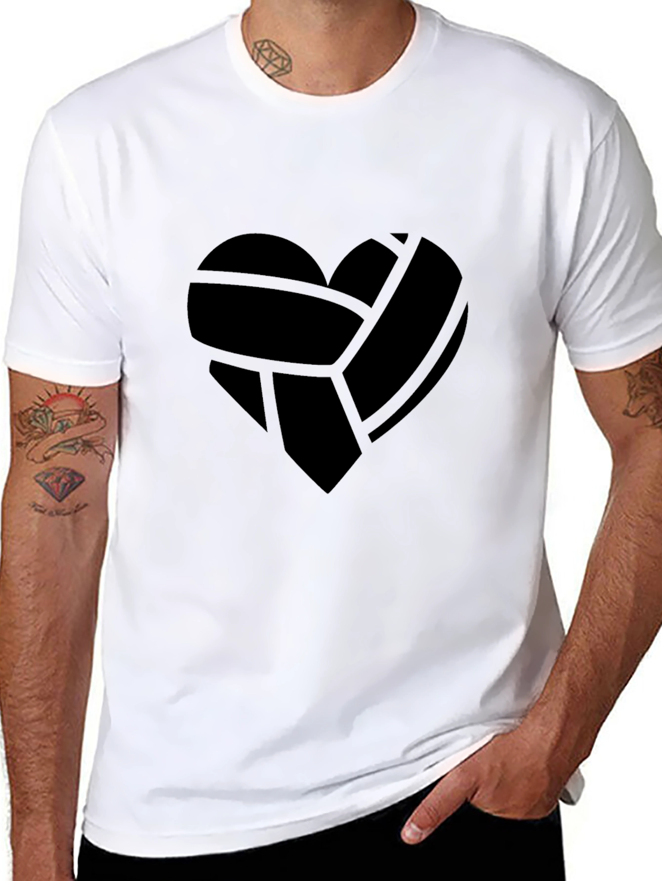 Black Heart Volleyball T-Shirt - Black Graphic Tee view 8