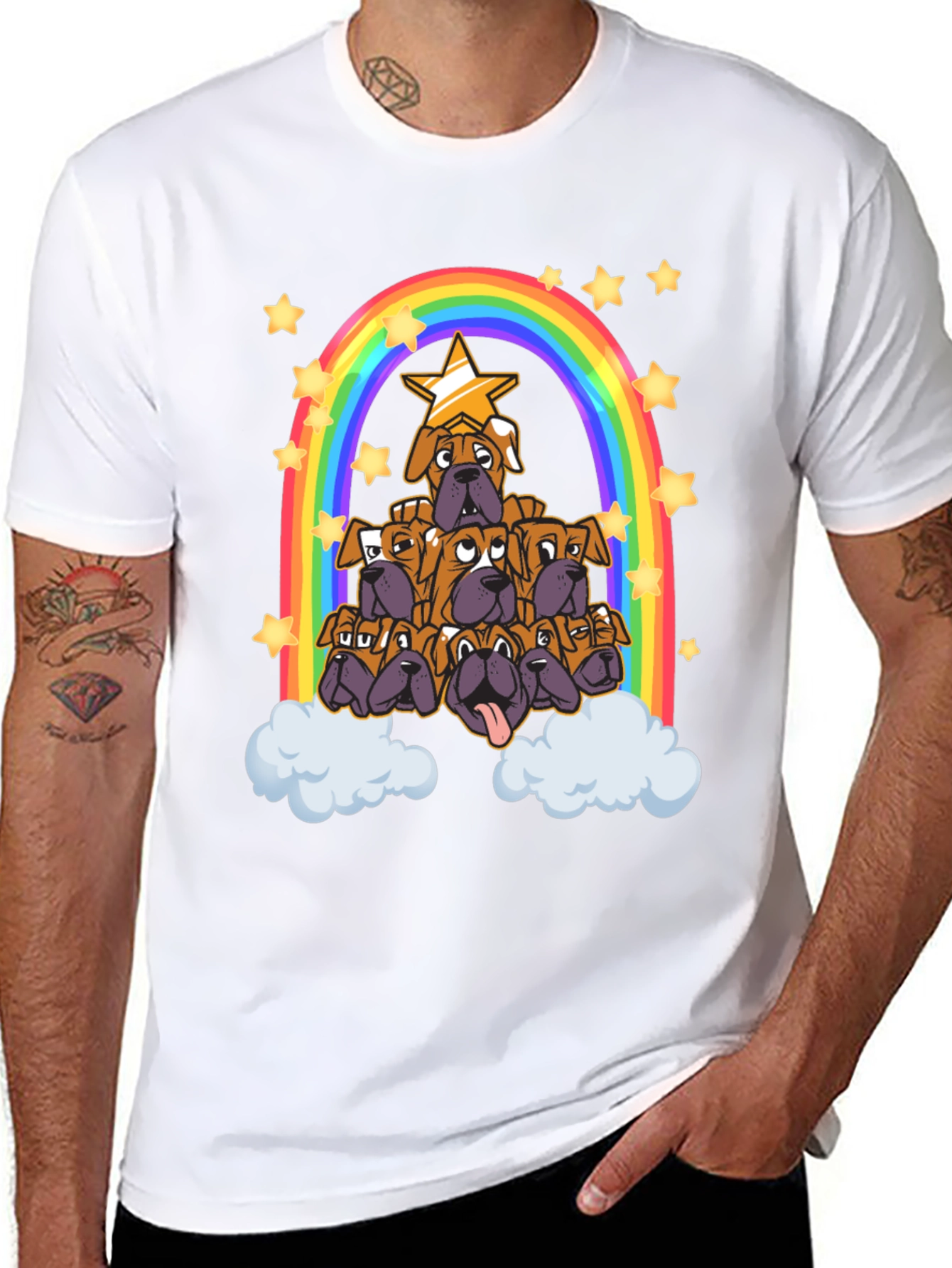Black Boxer Dog Rainbow T-Shirt view 8