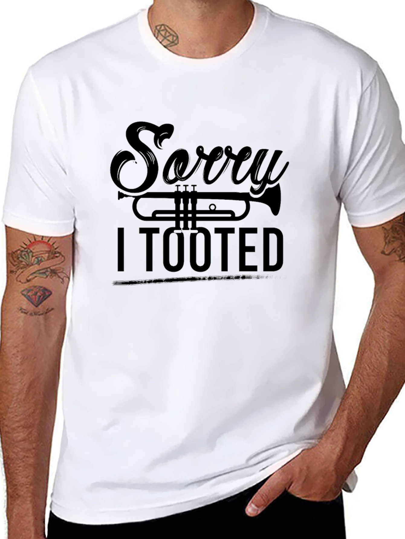 Black Sorry I Tooted - Trumpet Funny T-Shirt view 8