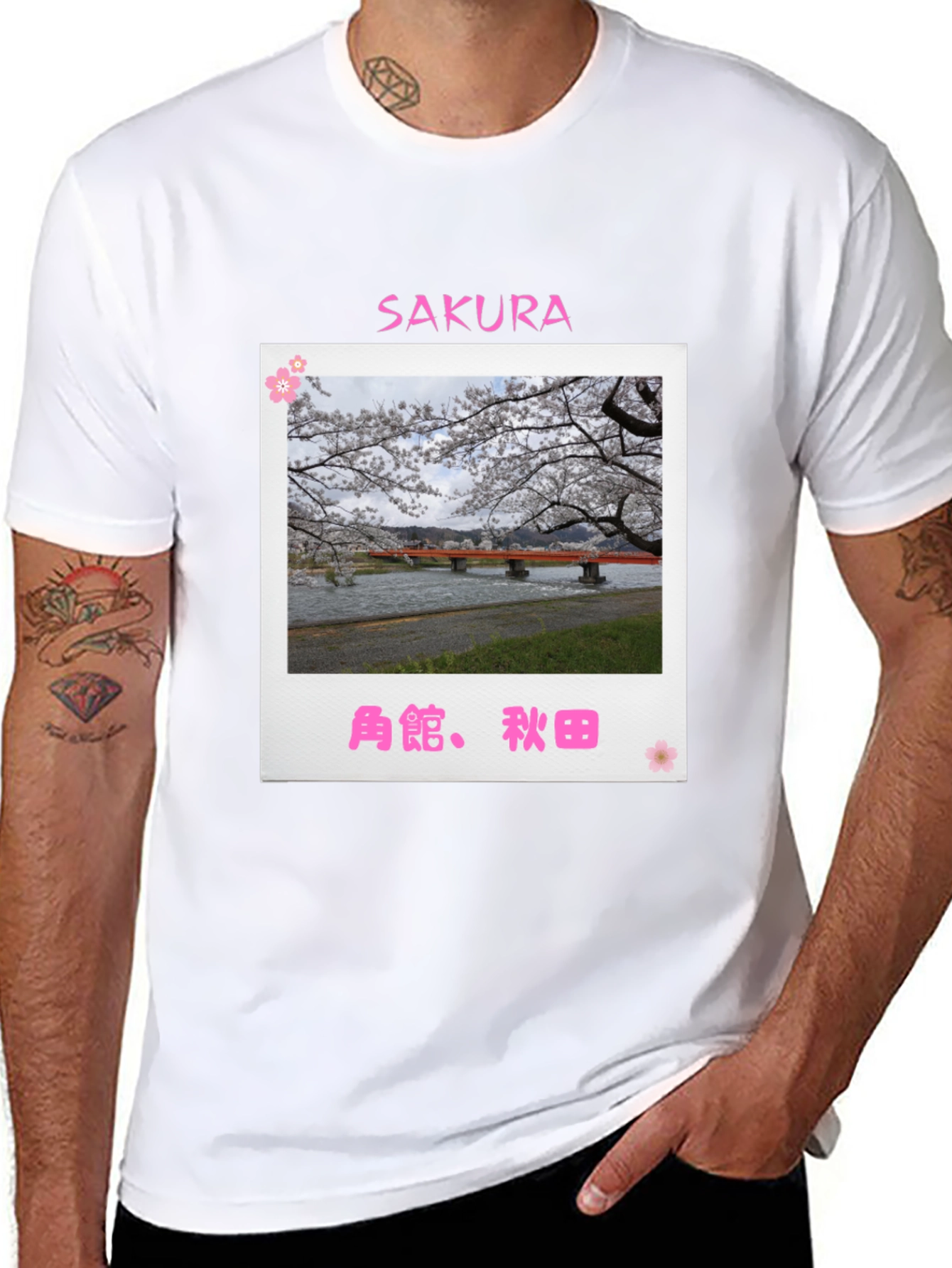 Black Sakura Bridge Black T-Shirt view 8