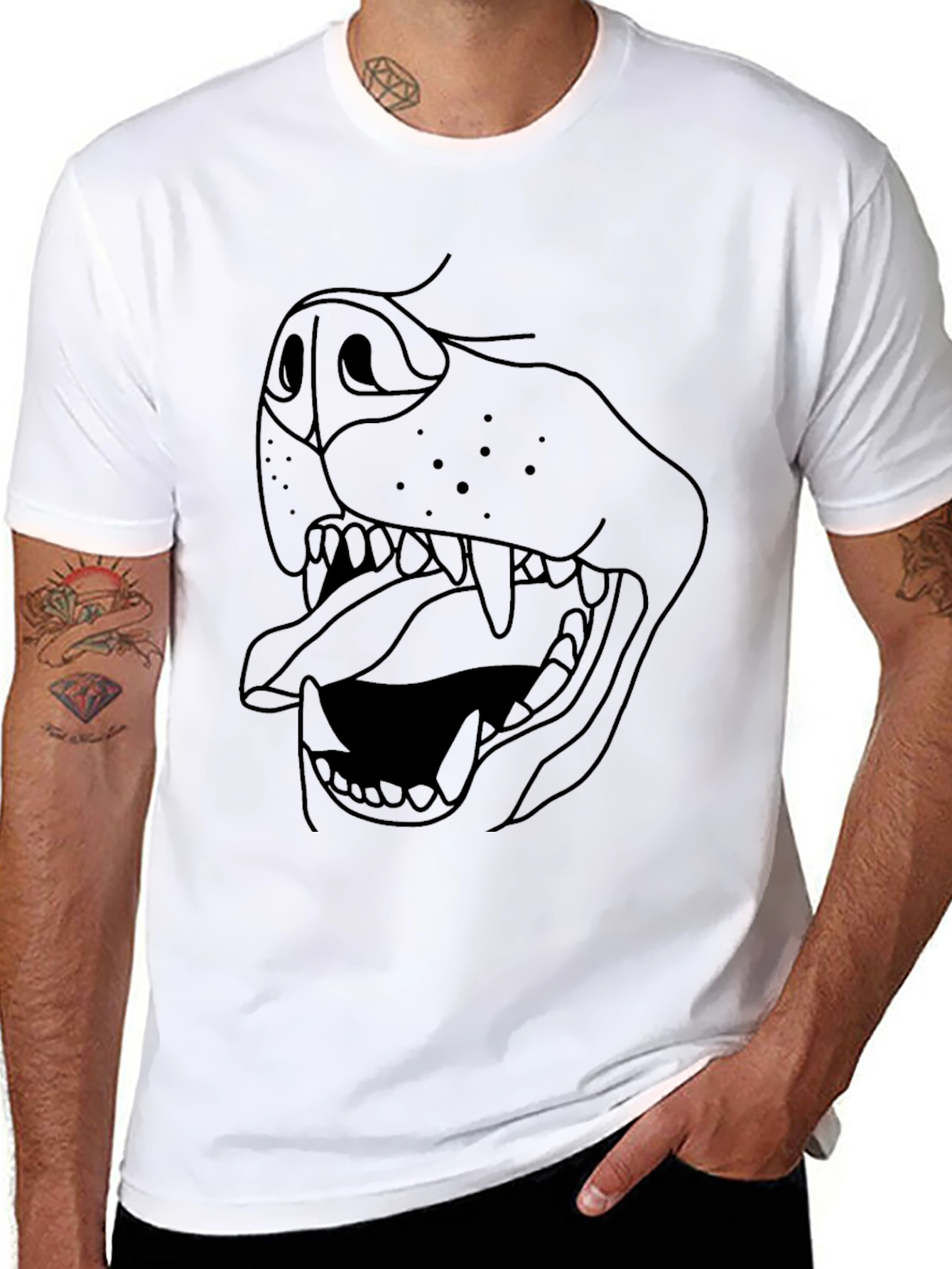 Black Dog Mouth Graphic Tee - Unisex Black T-Shirt view 8