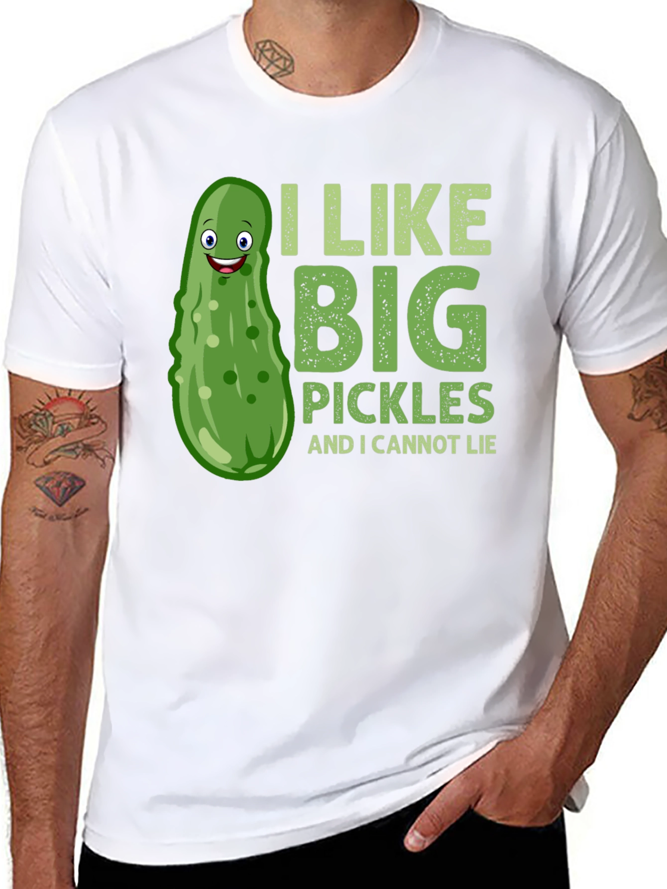 Black Funny Pickle T-Shirt - I Like Big Pickles Tee view 8