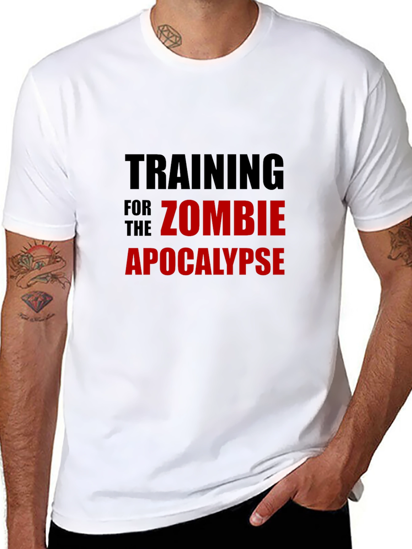 Black Zombie Apocalypse Training Black T-Shirt view 8