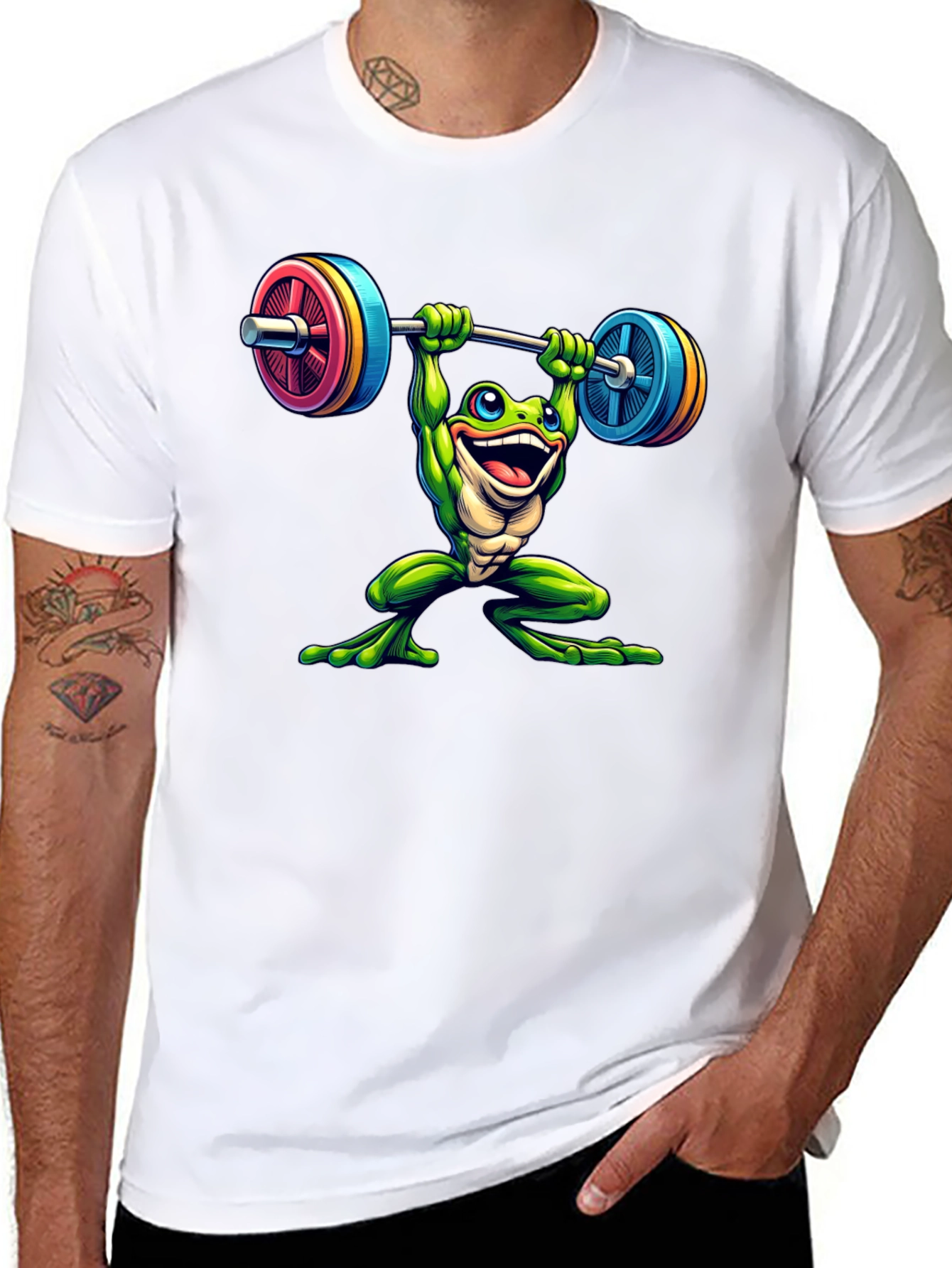 Black Frog Lifting Weights Graphic Tee view 8