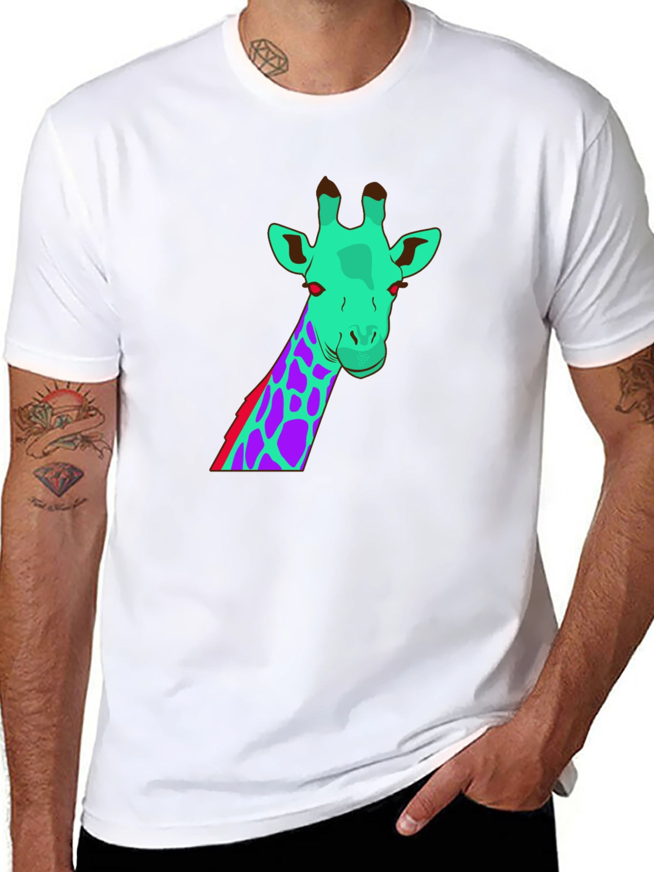 Black Funky Giraffe Graphic Tee - Unique Design view 8