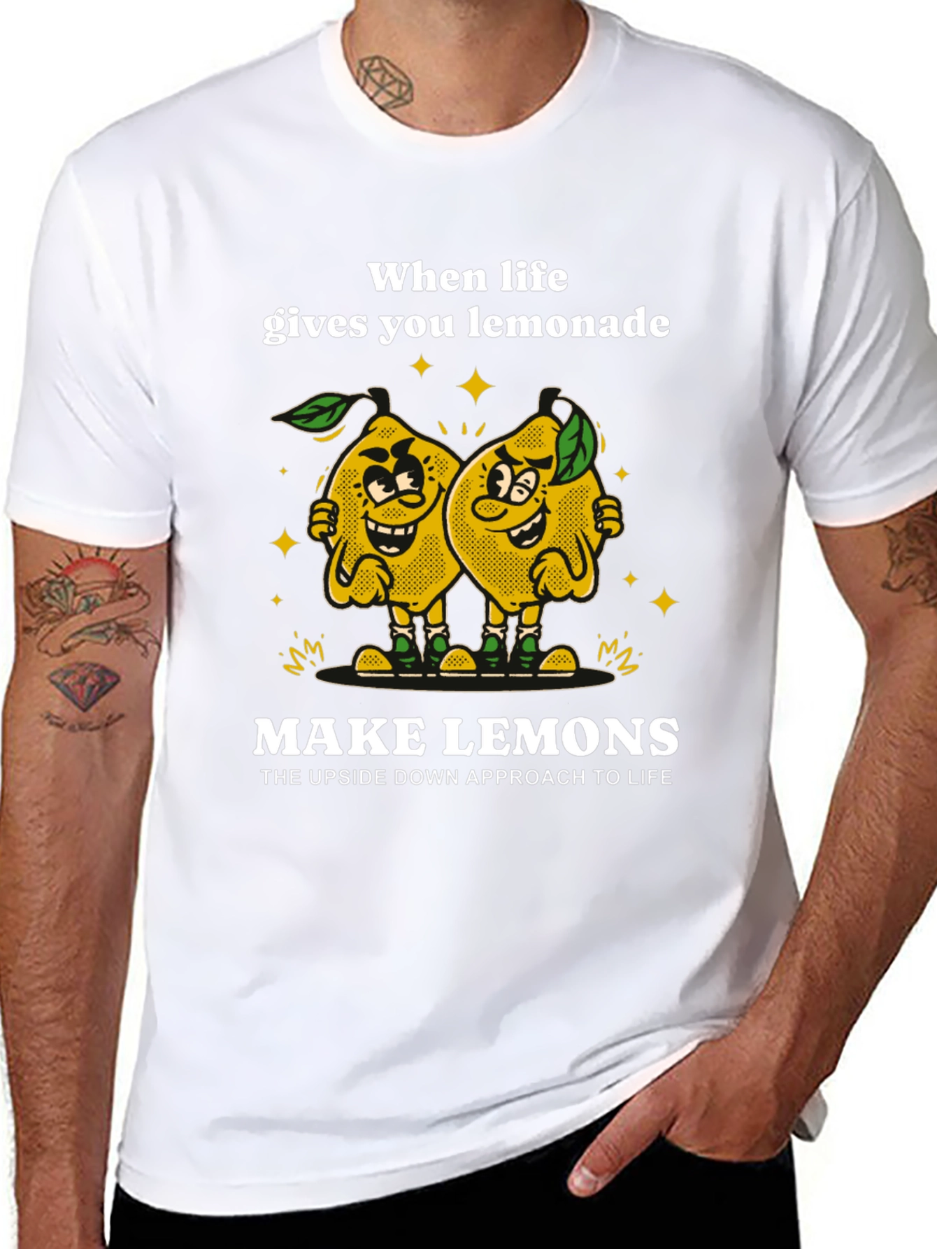 Black Funny Lemon Graphic Tee - Make Lemons T-Shirt view 8